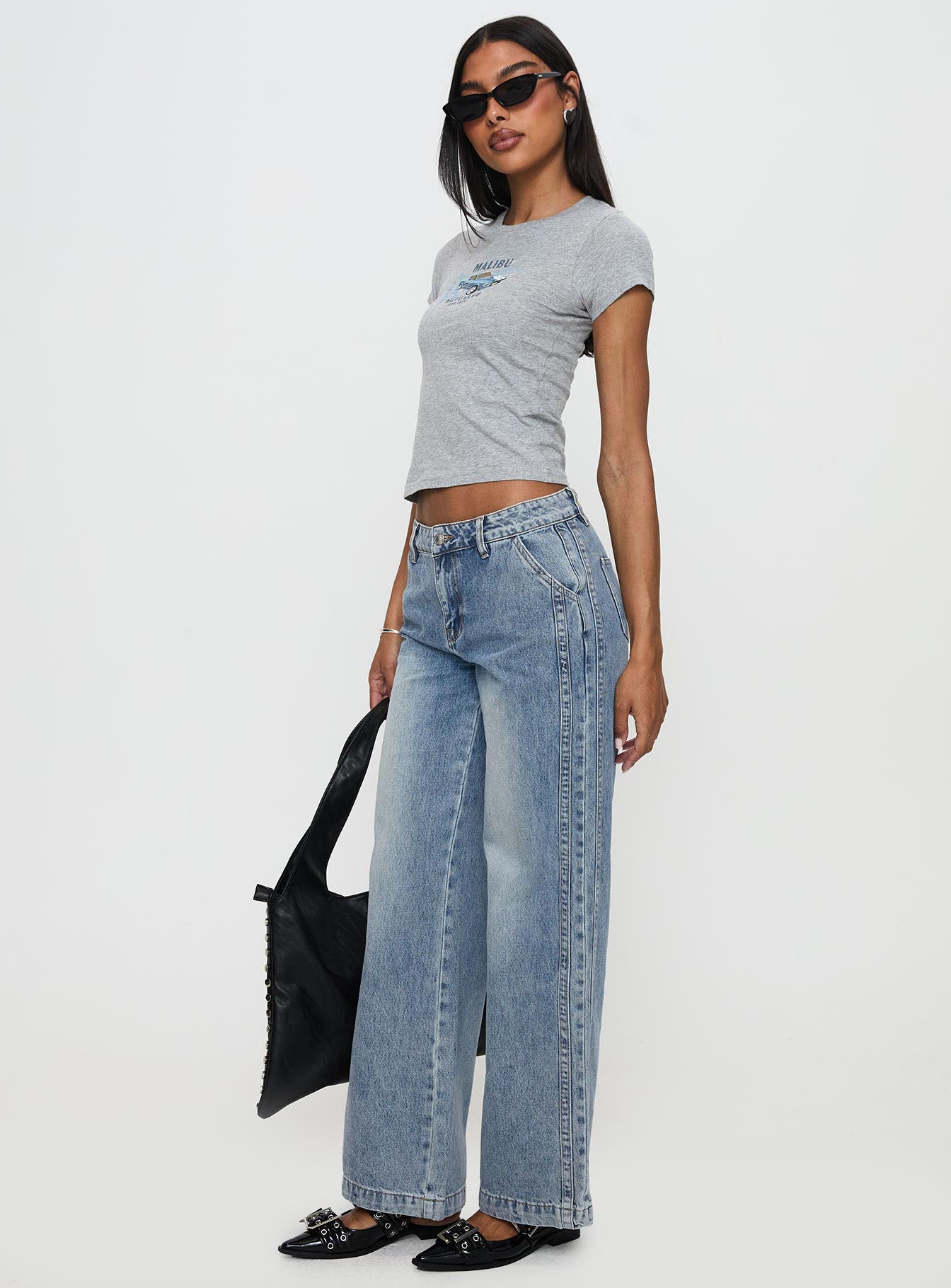 Skipper Low Rise Wide Leg Jeans Vintage Blue - Image 4