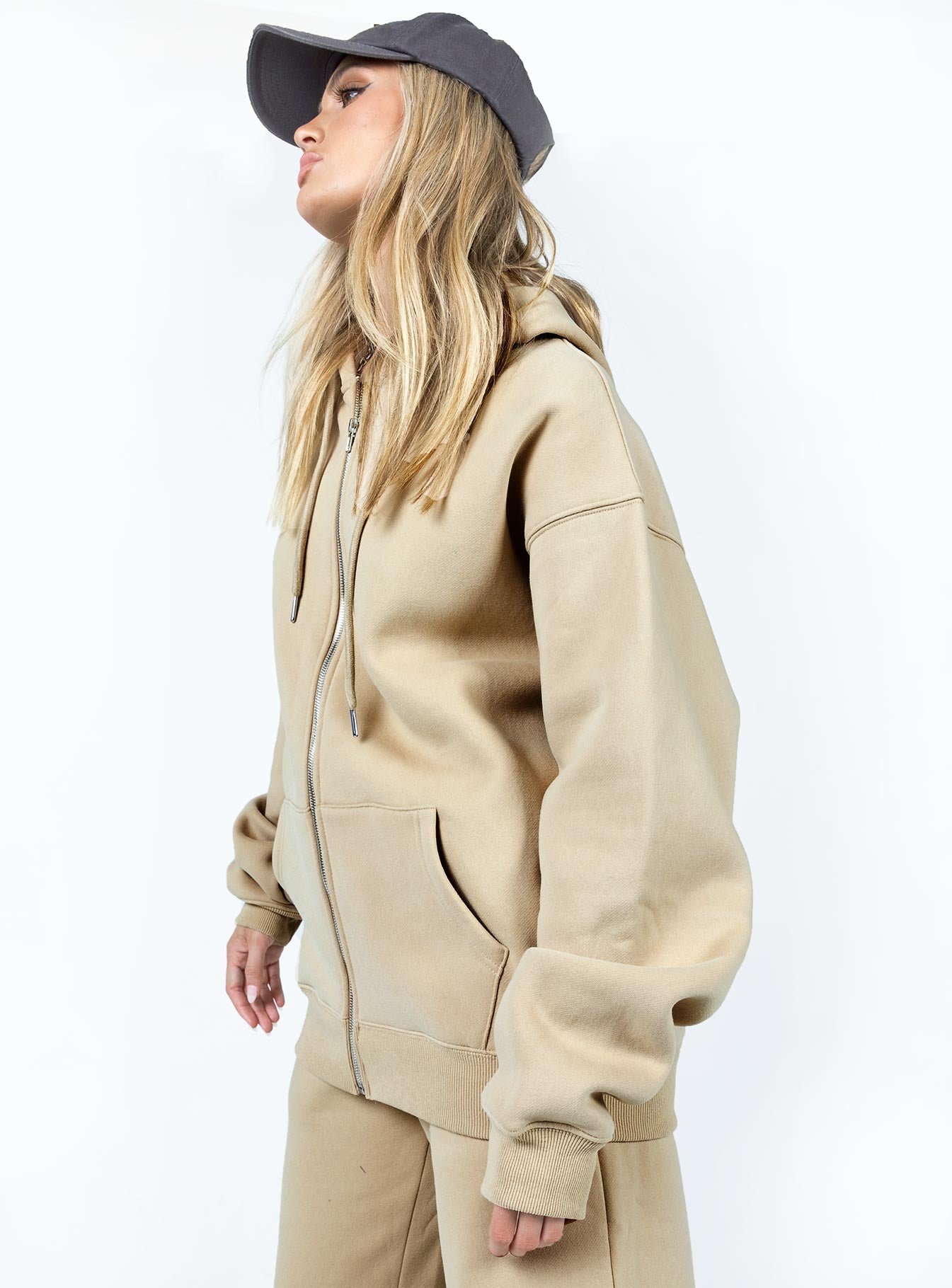 Hoda Zip Up Jacket Beige - Image 4
