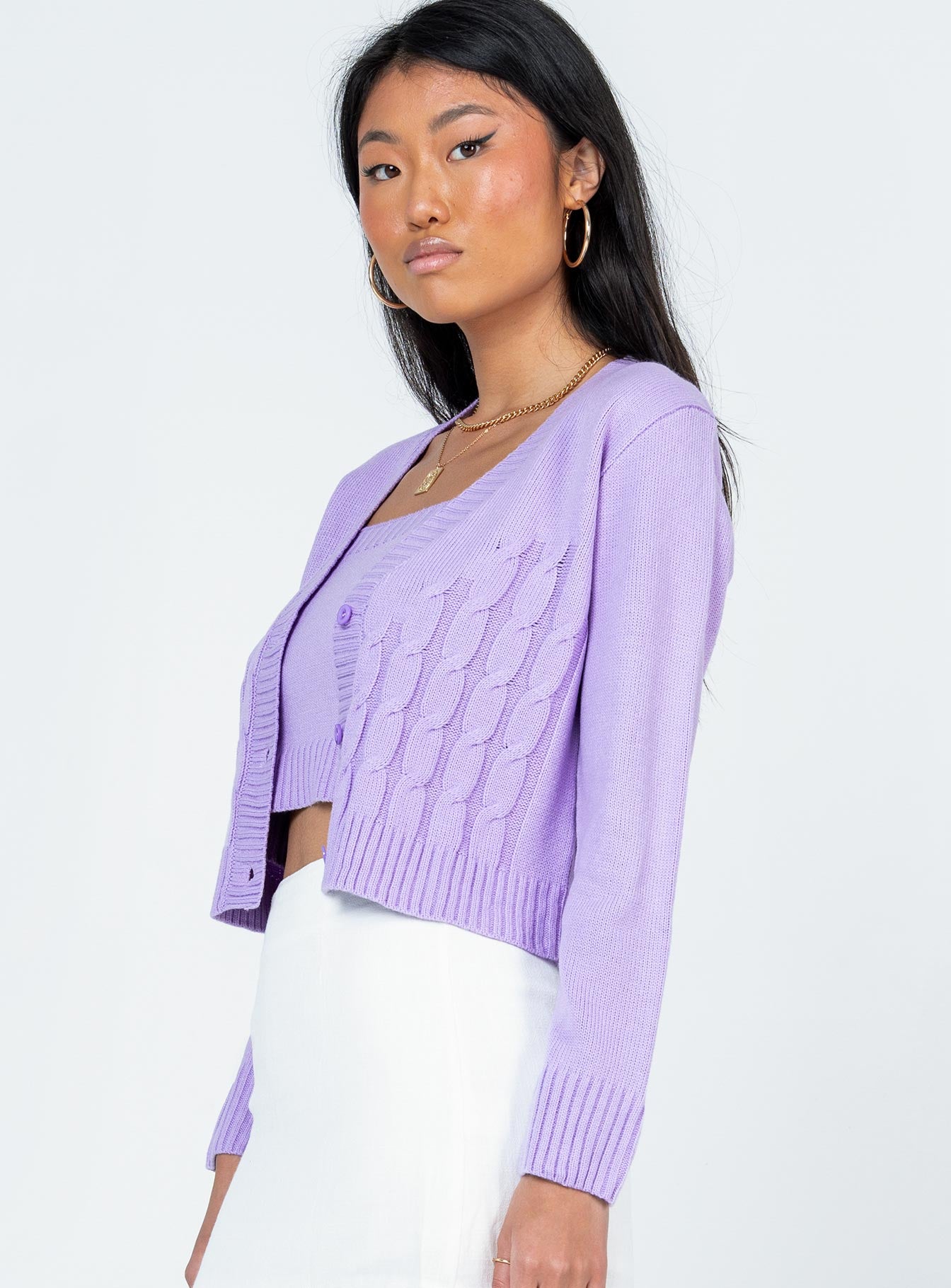 Donita Cardigan Set Purple - Image 3