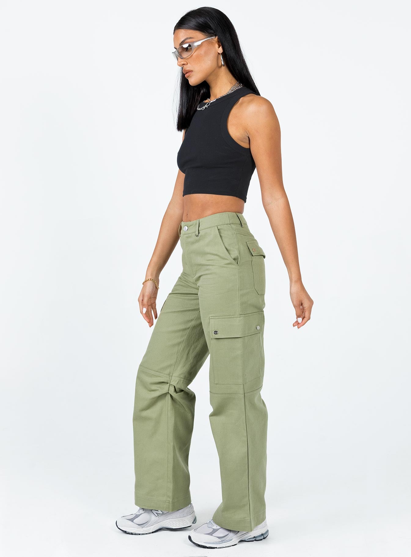Fallout Mid Rise Cargo Pants Green - Image 5
