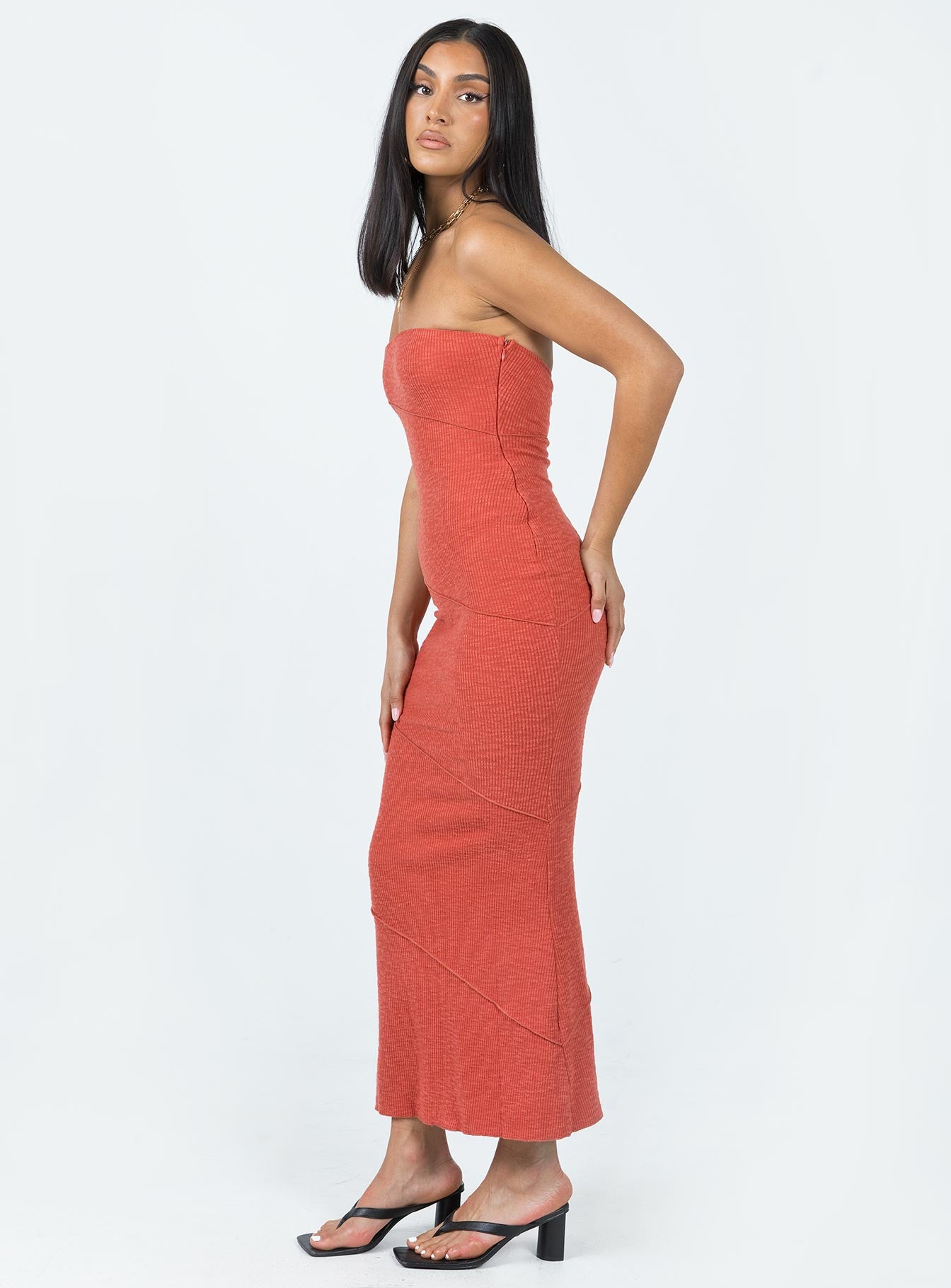 Oscar Midi Dress Rust - Image 4