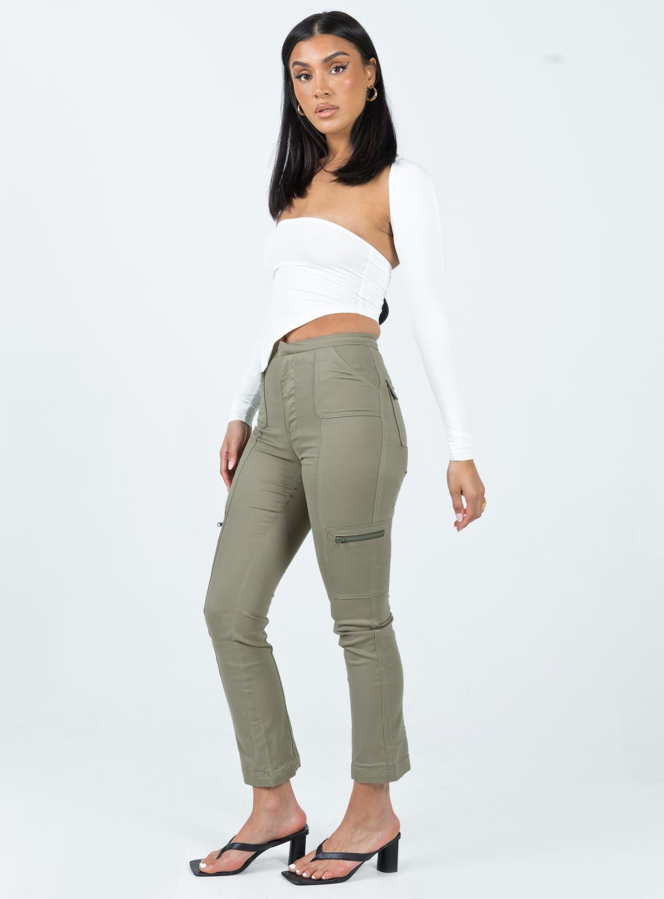 In Line Straight Leg Cargo Pants Green - Image 3