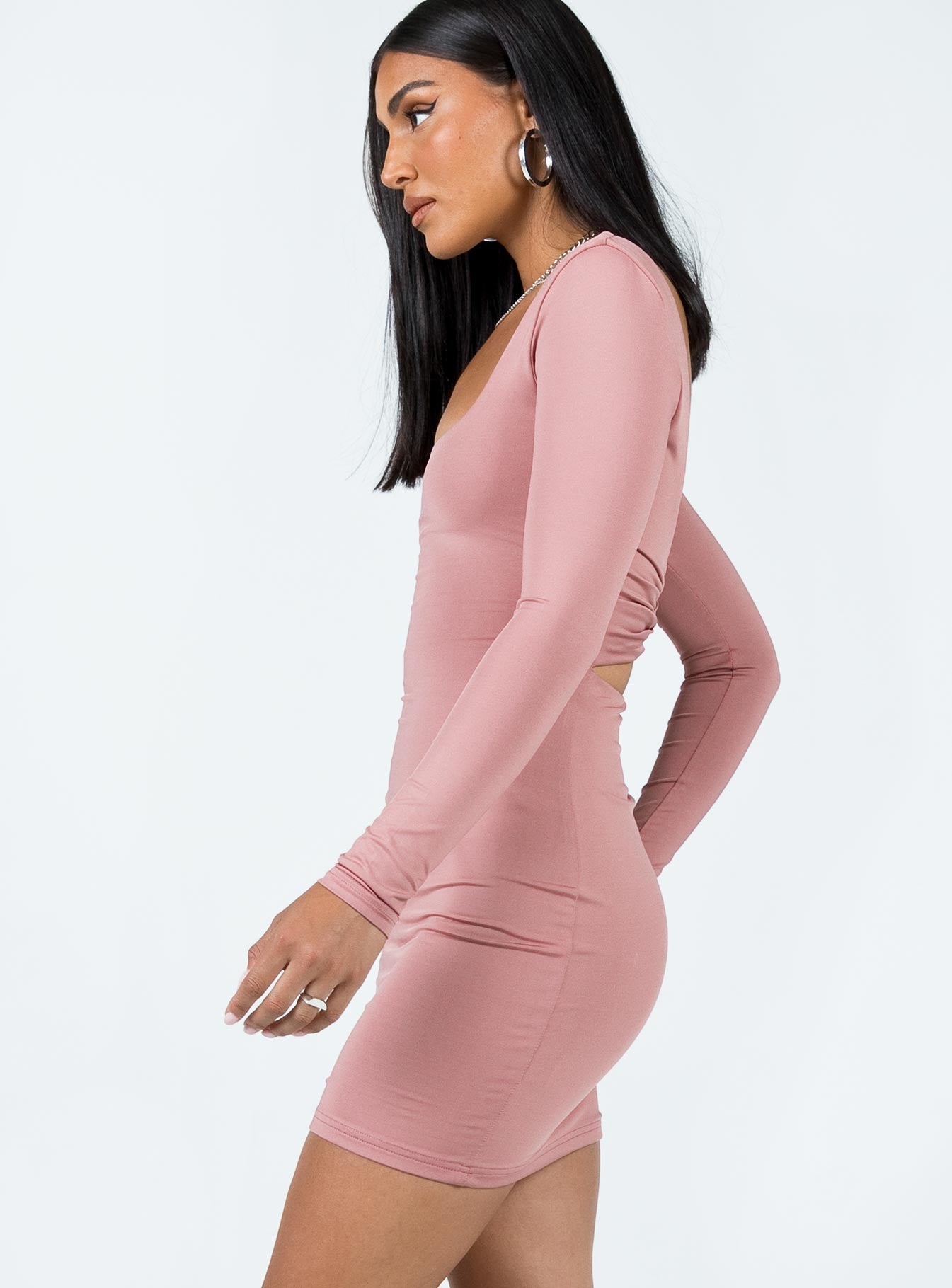 Maroy Long Sleeve Mini Dress Mauve - Image 4