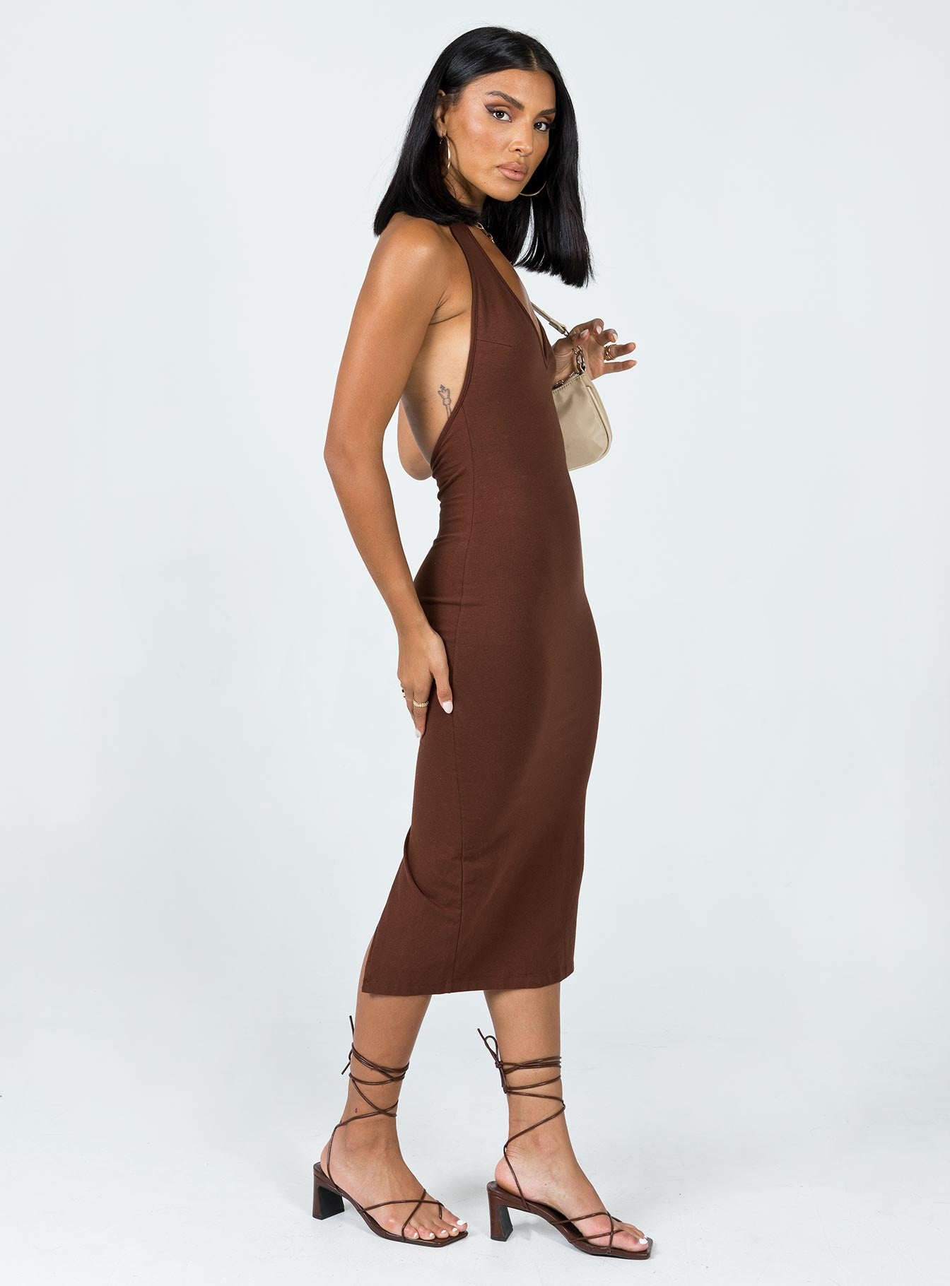 Aditya Midi Dress Brown - Image 3