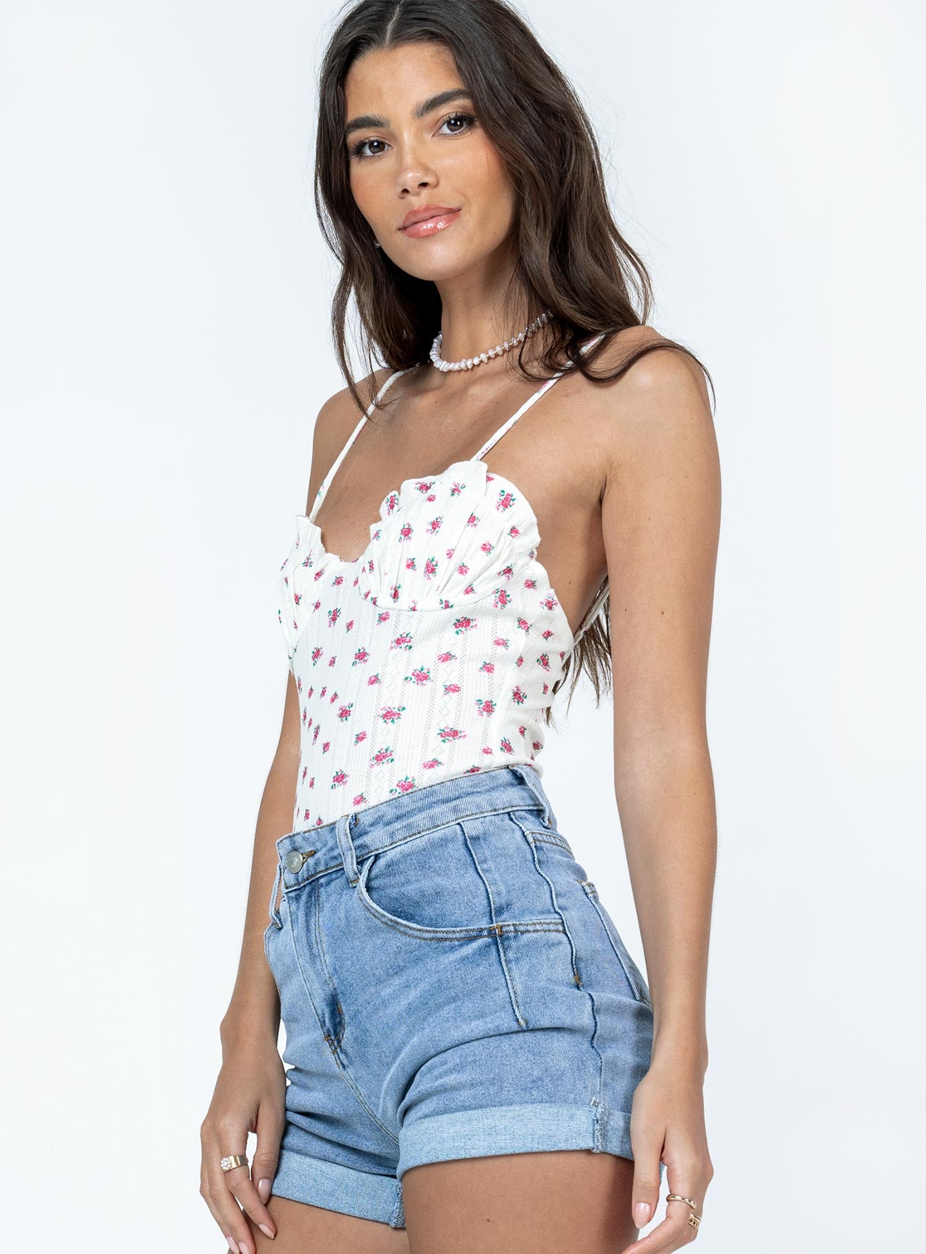 Florel Pointelle Bodysuit White - Image 4