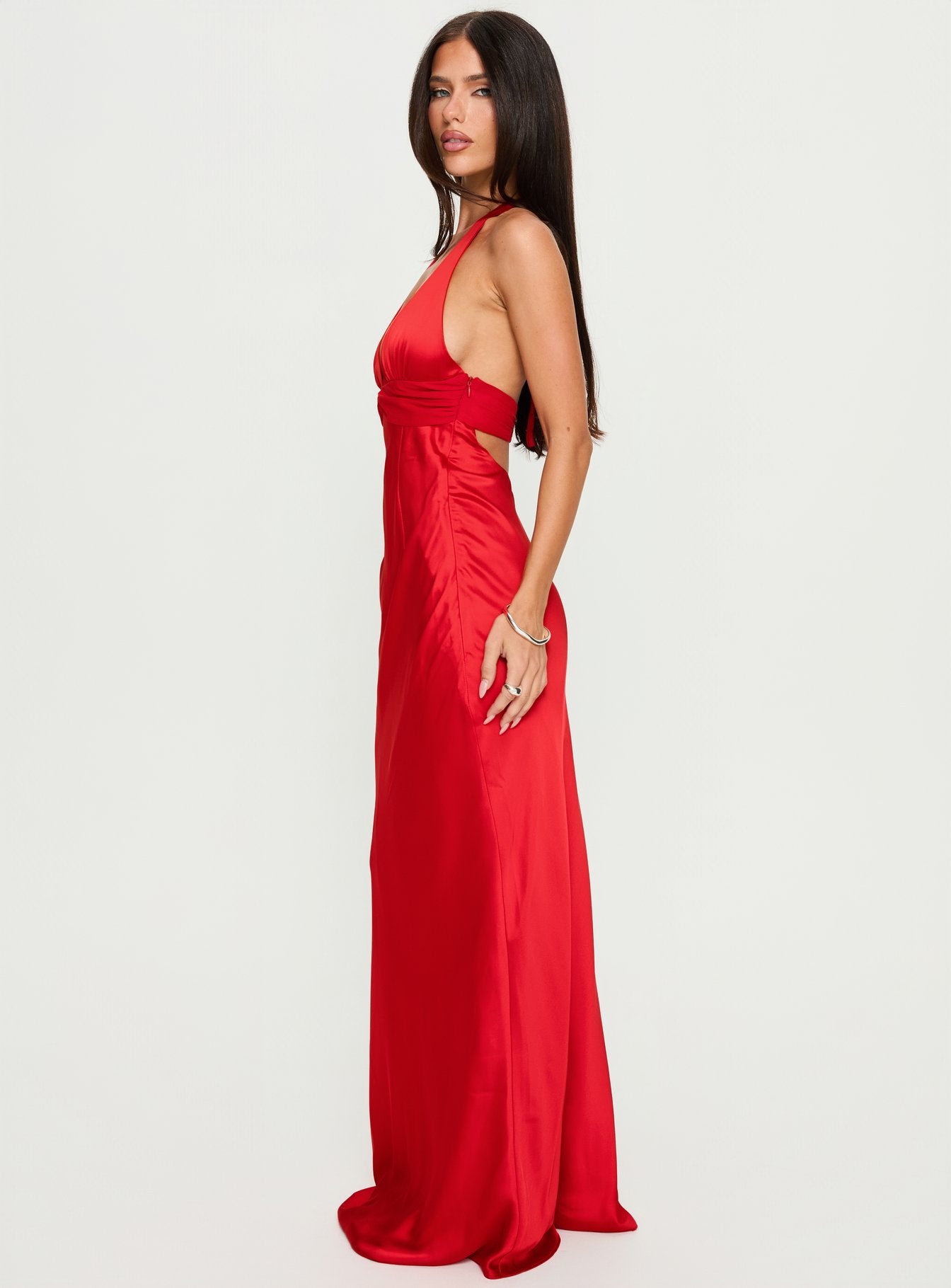 Odyssa Halter Maxi Dress Red - Image 3