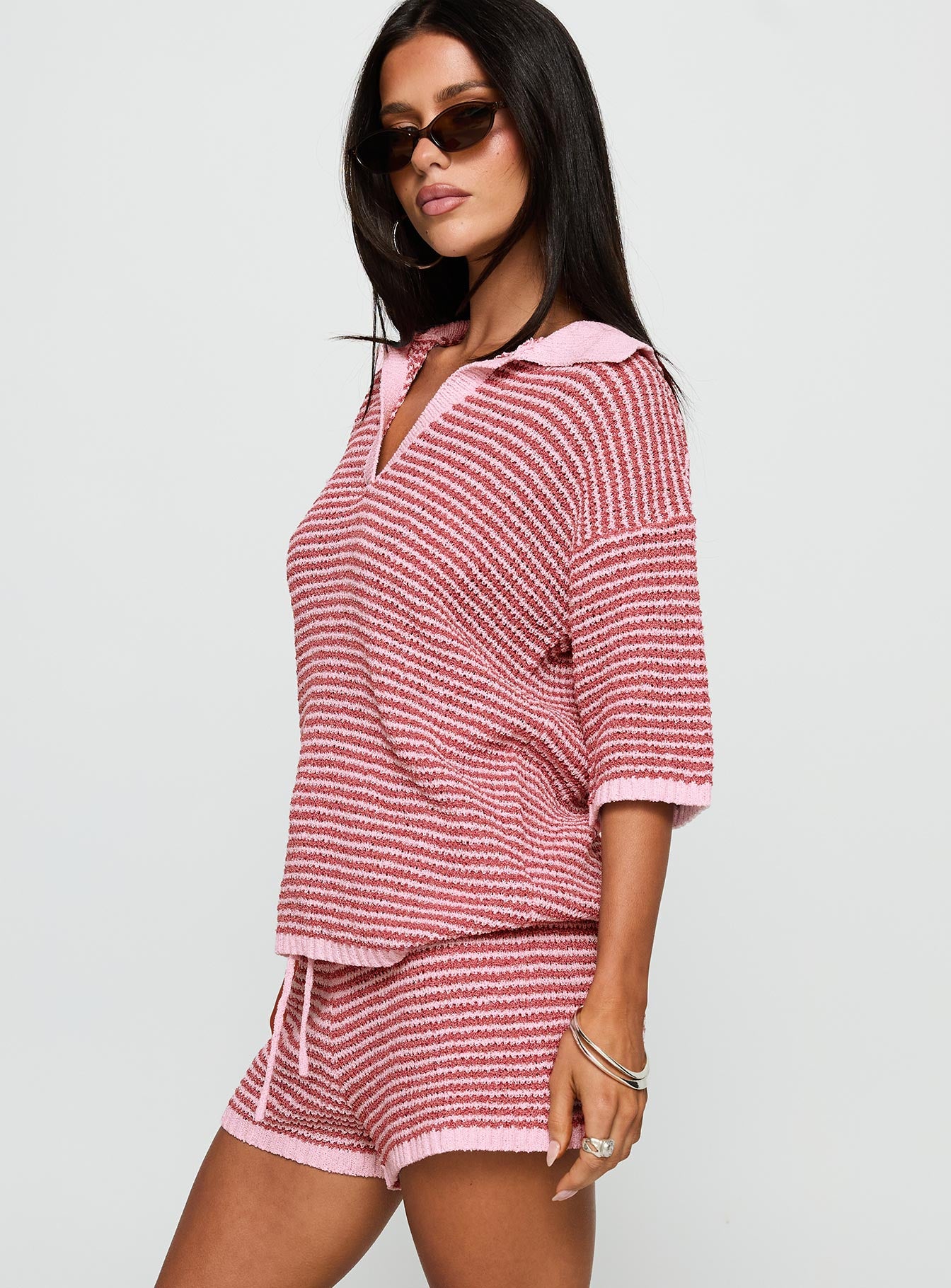 Veloria Collared Top Pink Stripe - Image 4