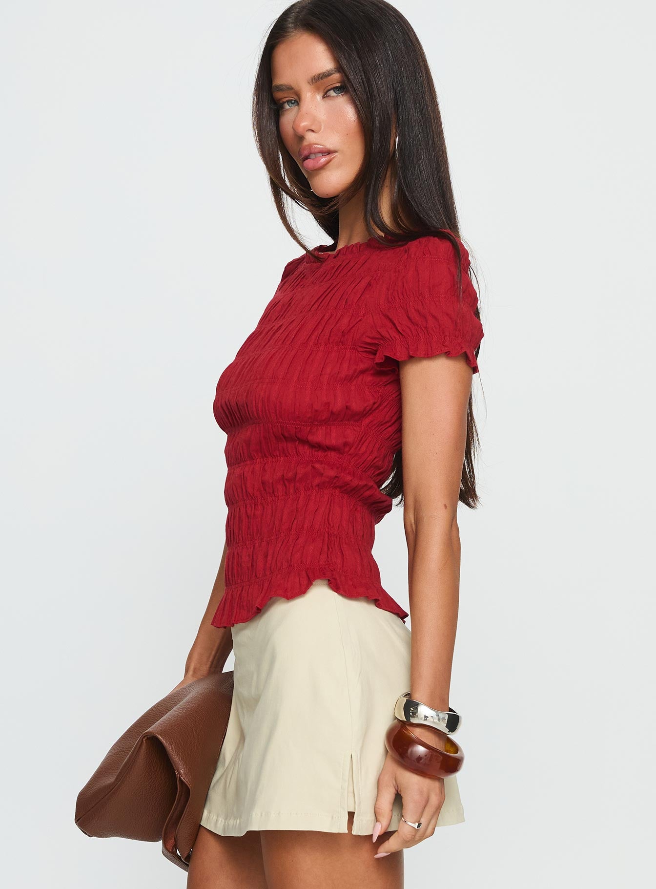 Romelle Shirred Top Red - Image 3
