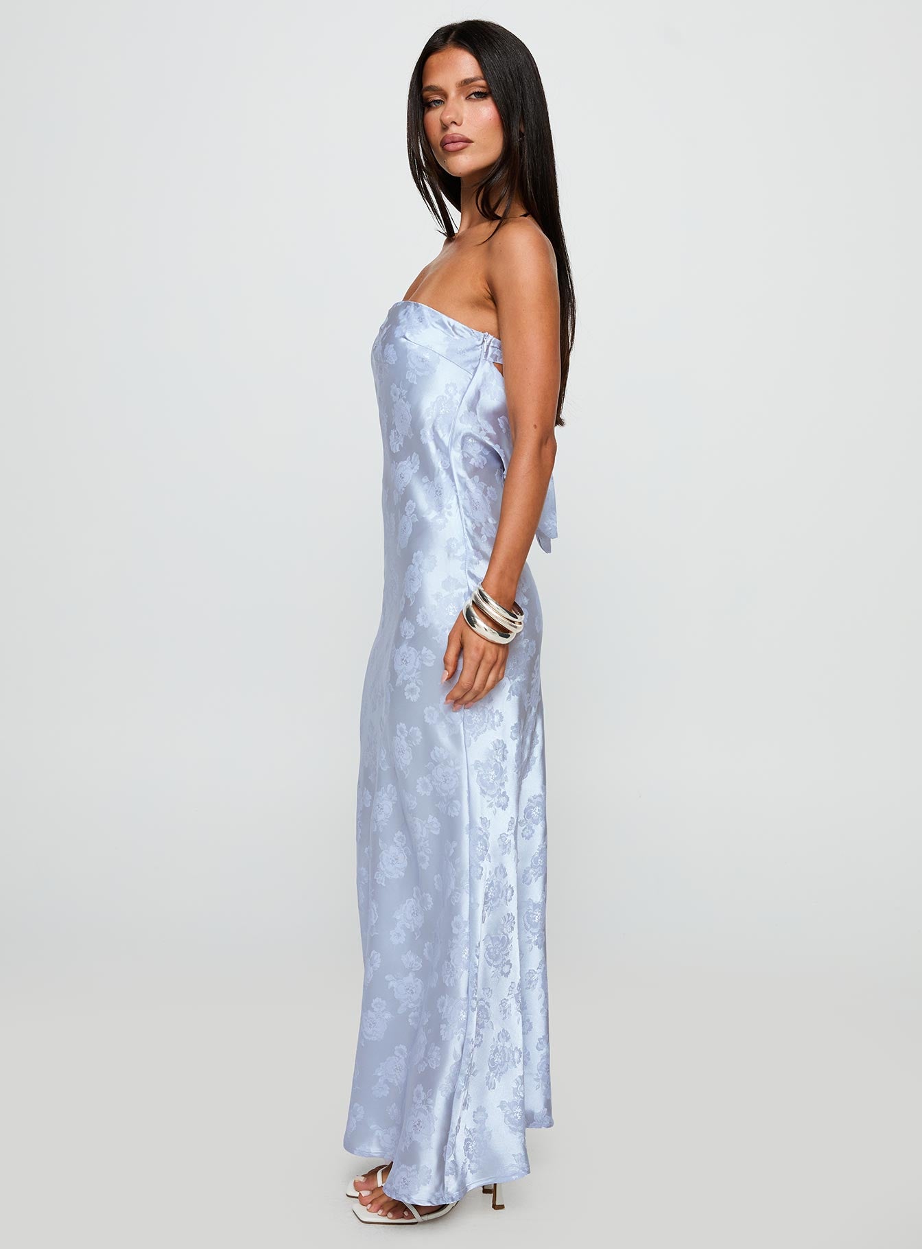 Haley Maxi Dress Blue Jacquard - Image 4