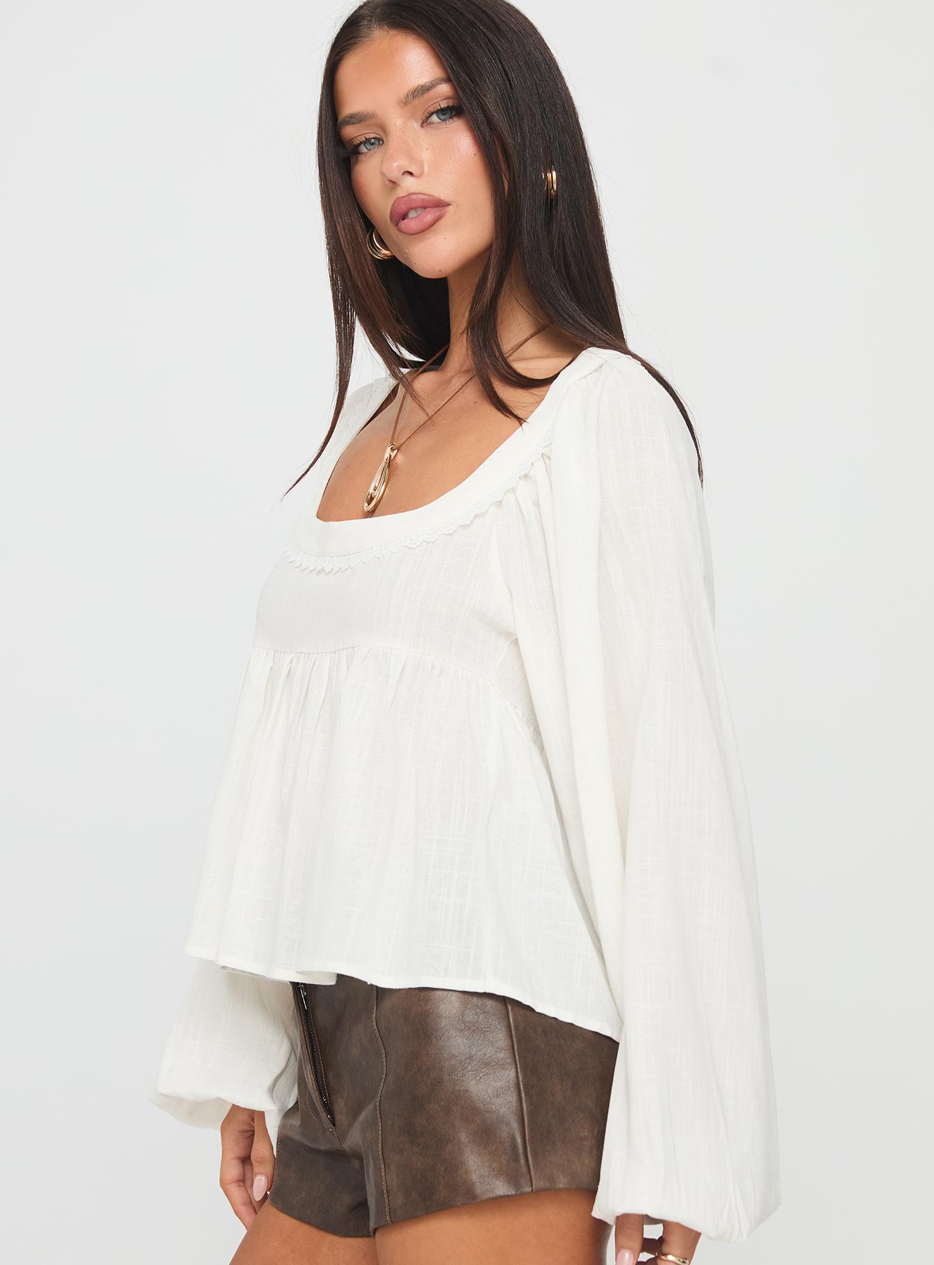 Benjie Long Sleeve Top White - Image 4