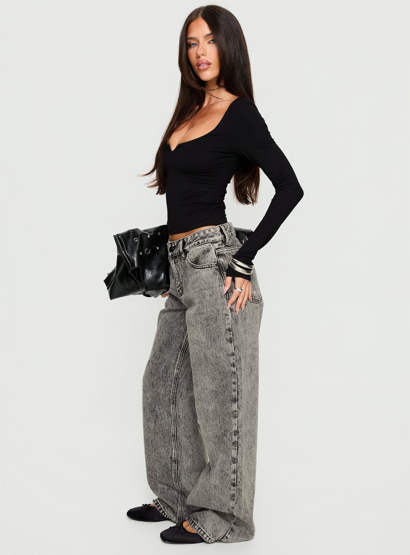 Serenitia Mid Rise Relaxed Jeans Washed Grey - Image 3