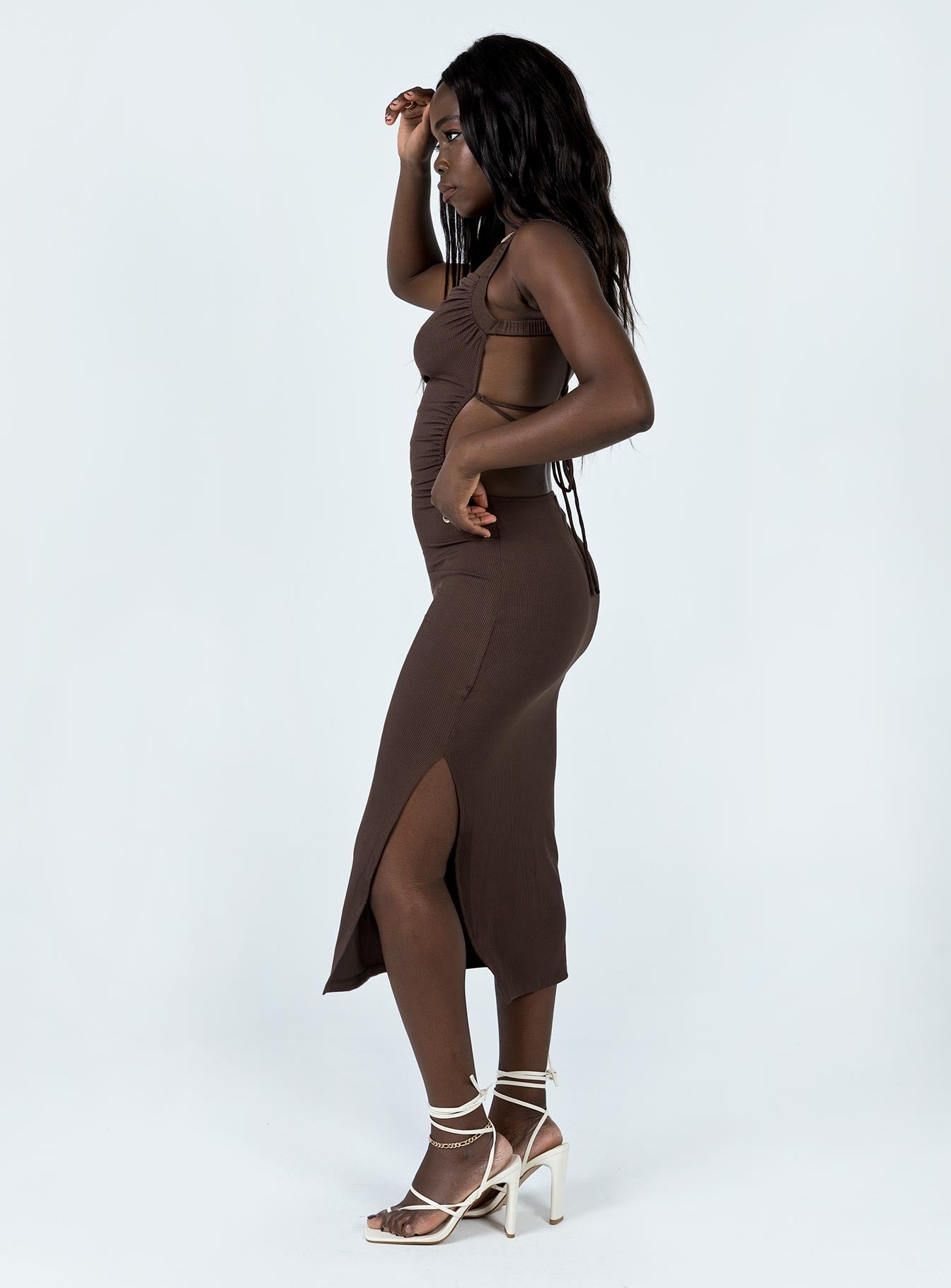 Lainey Midi Dress Brown - Image 4