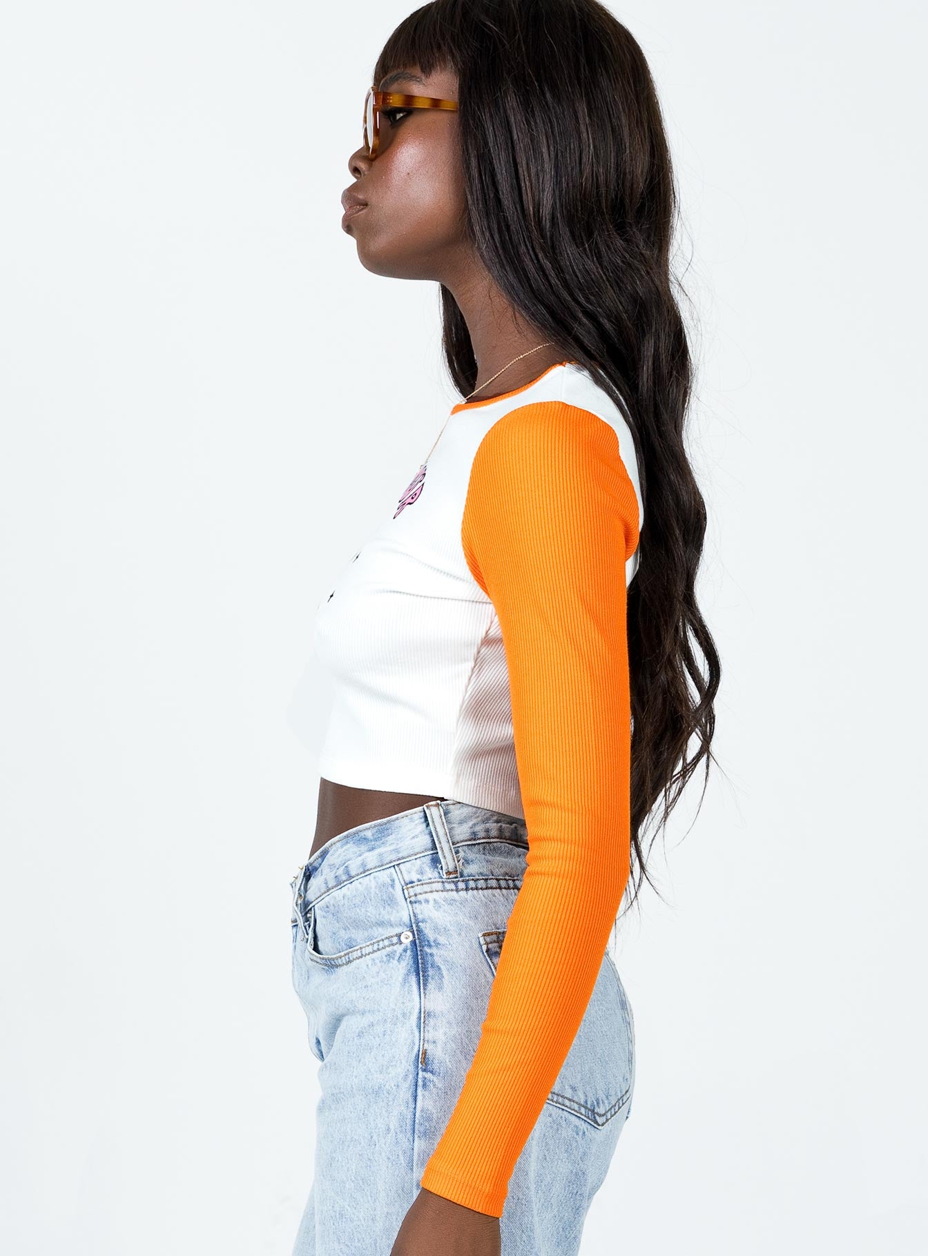 Feed Your Soul Long Sleeve Top Orange - Image 3