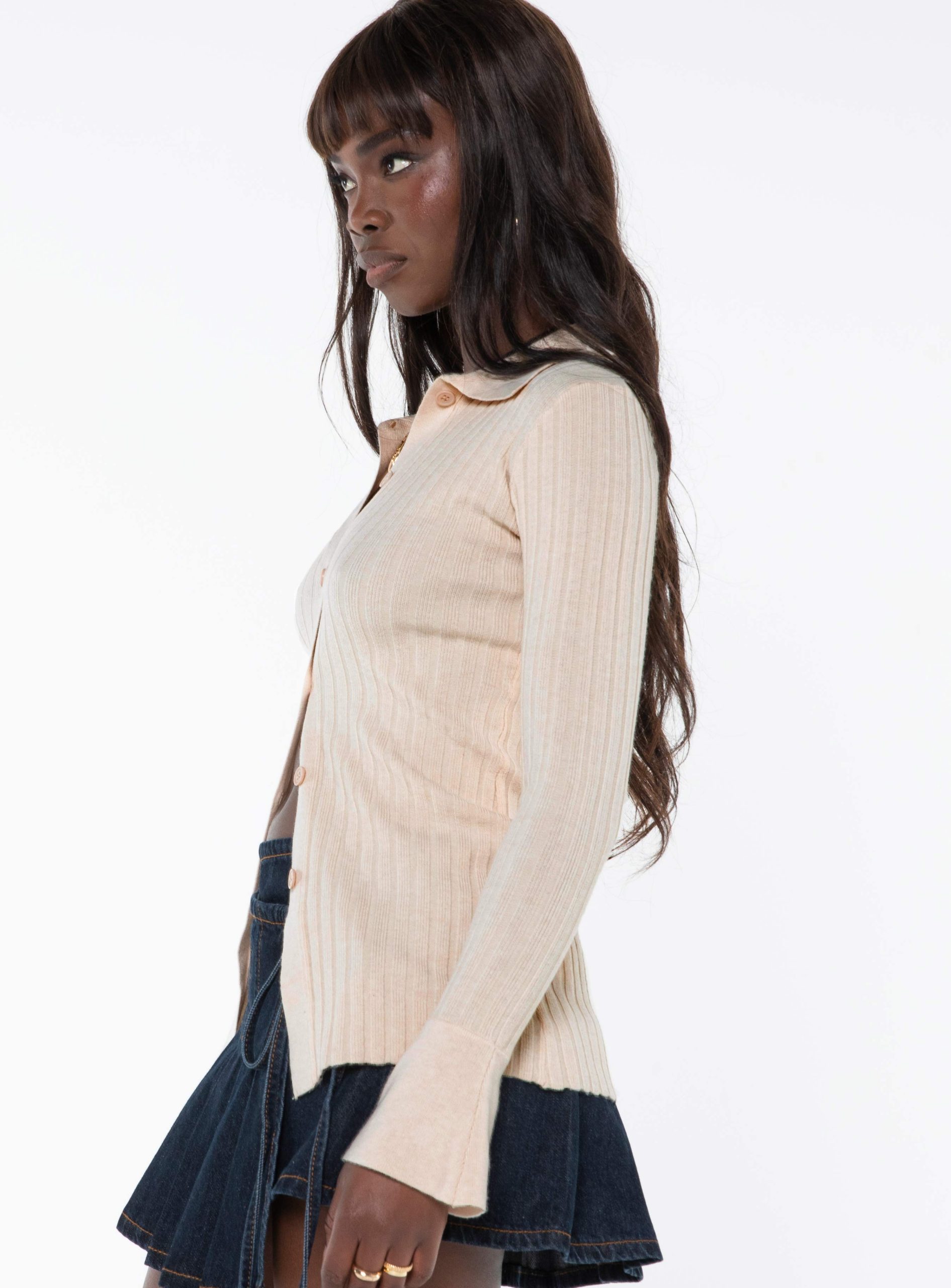 Anneke Collared Cardigan Beige - Image 4