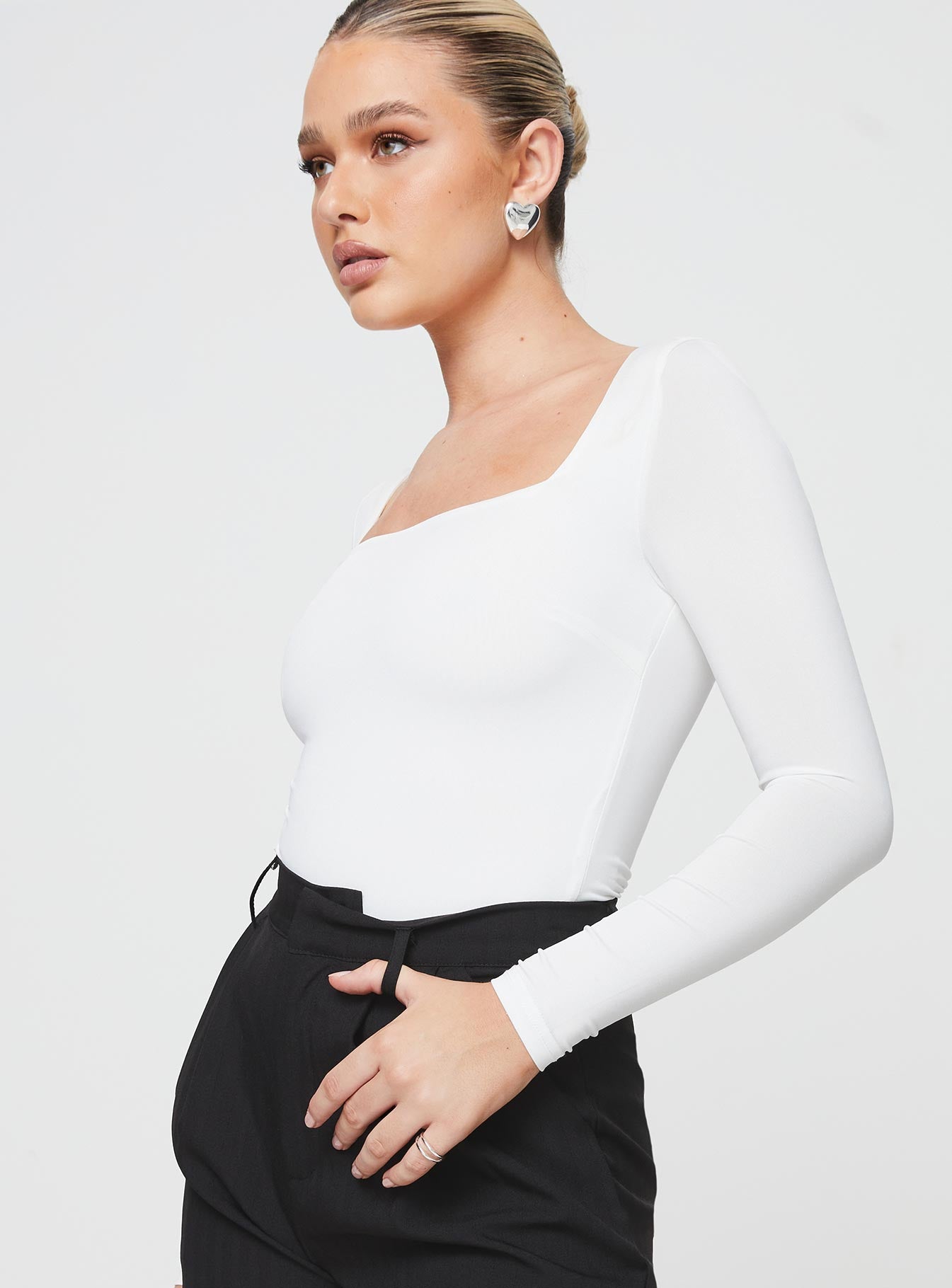 Crasey Long Sleeve Bodysuit White - Image 4
