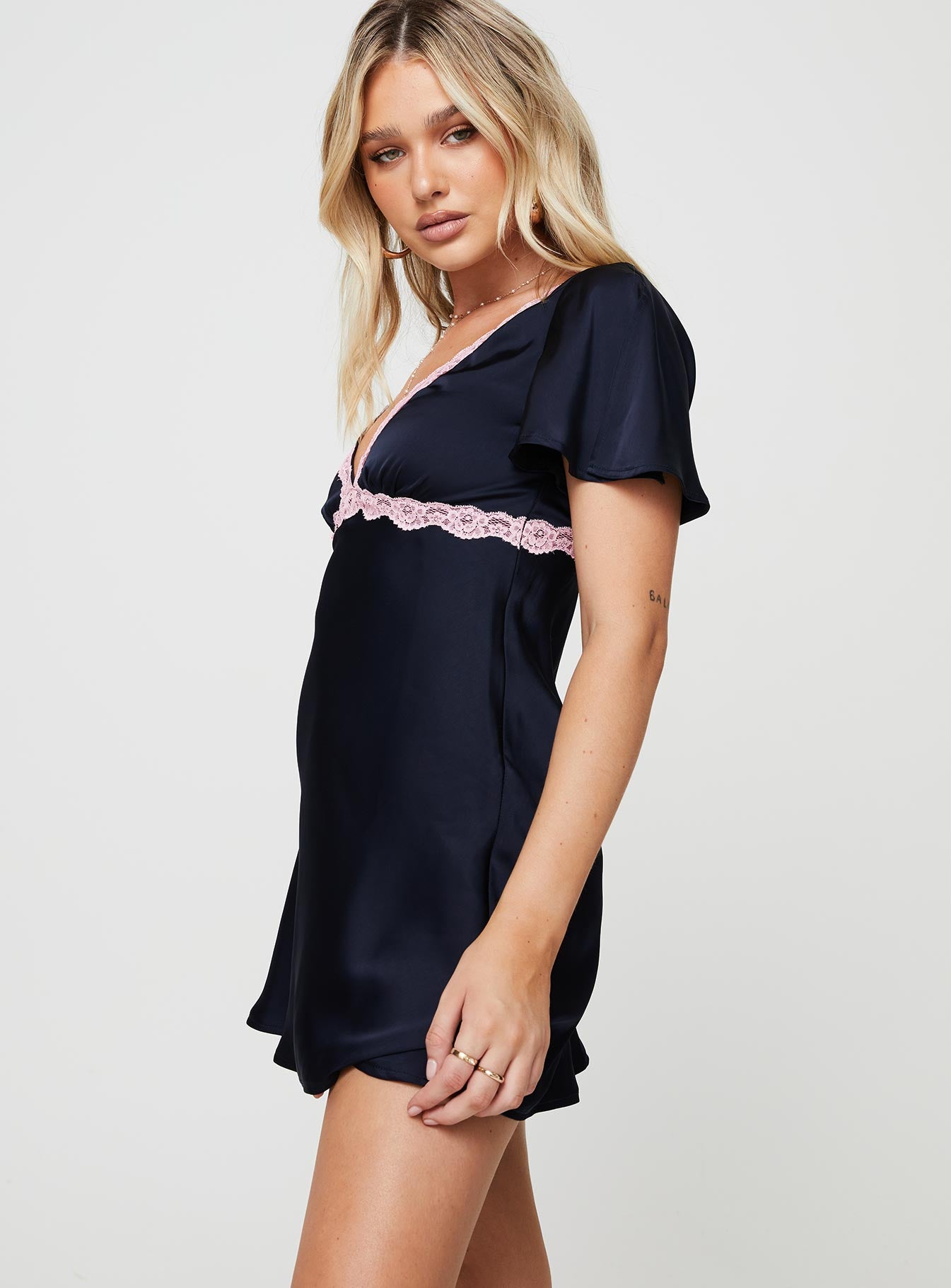 Jaron Mini Dress Navy Petite - Image 4