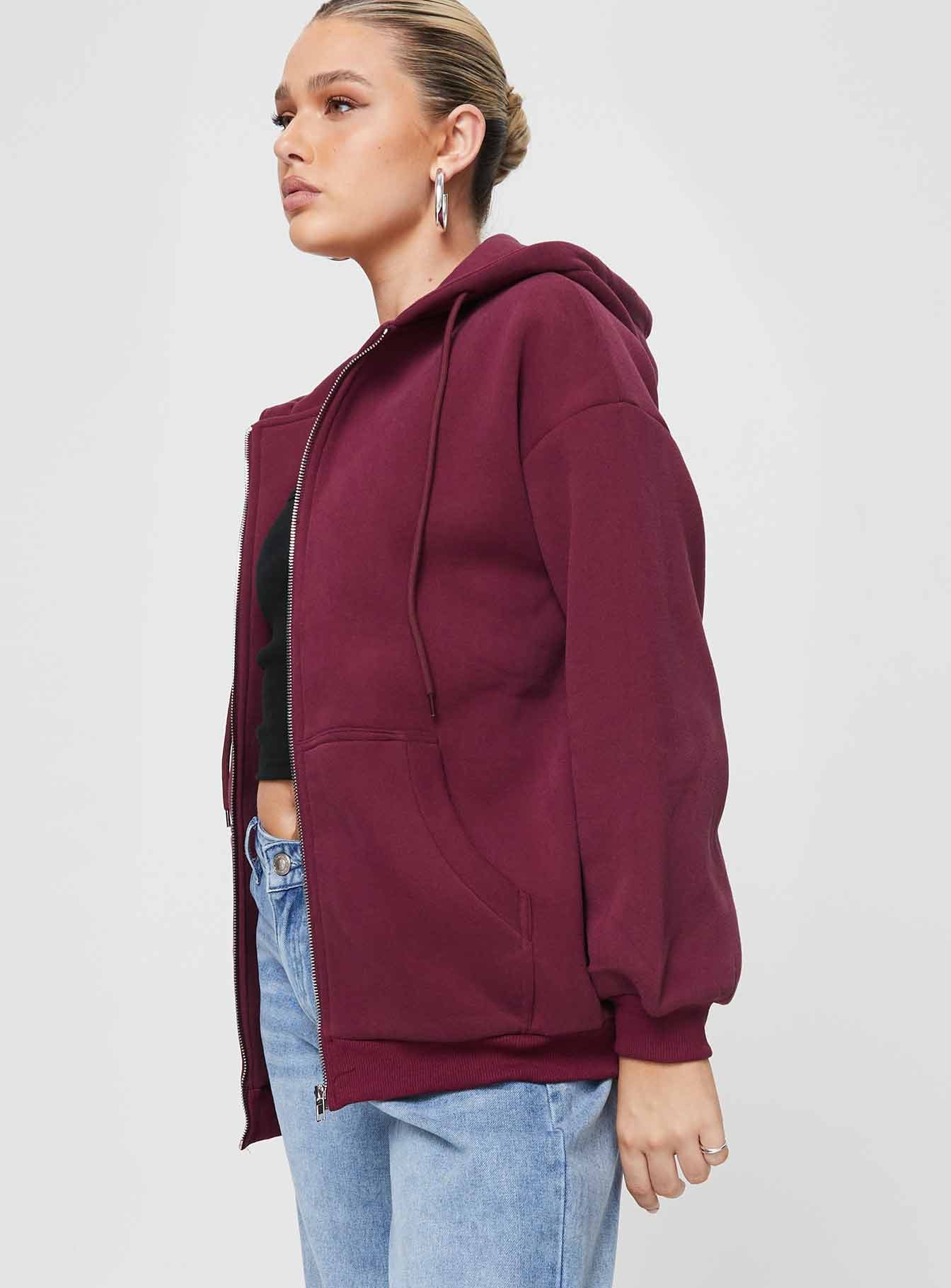 Florida Zip Up Sweater Burgundy - Image 4
