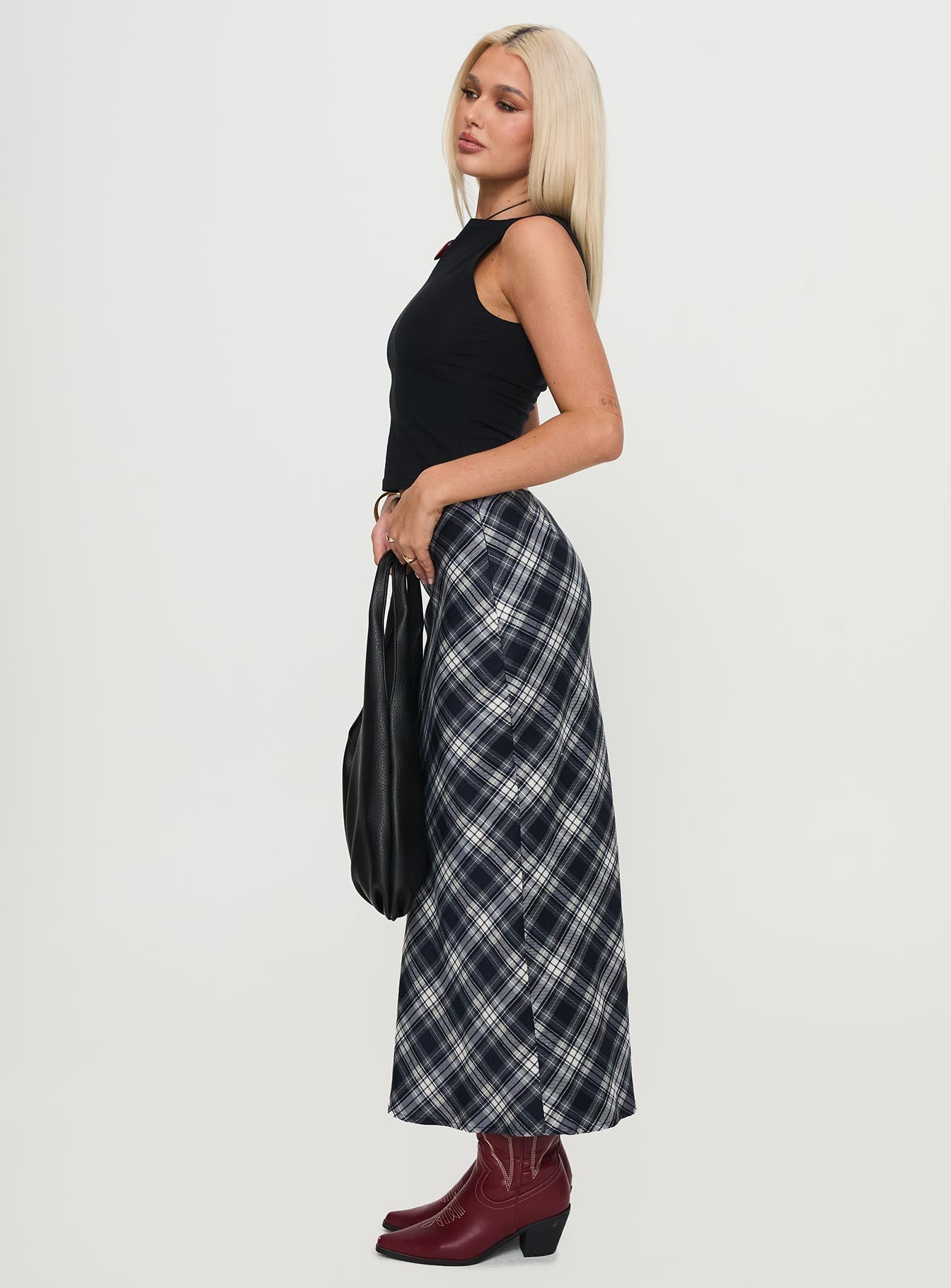 Everlie Low Waist Maxi Skirt Check Multi - Image 4