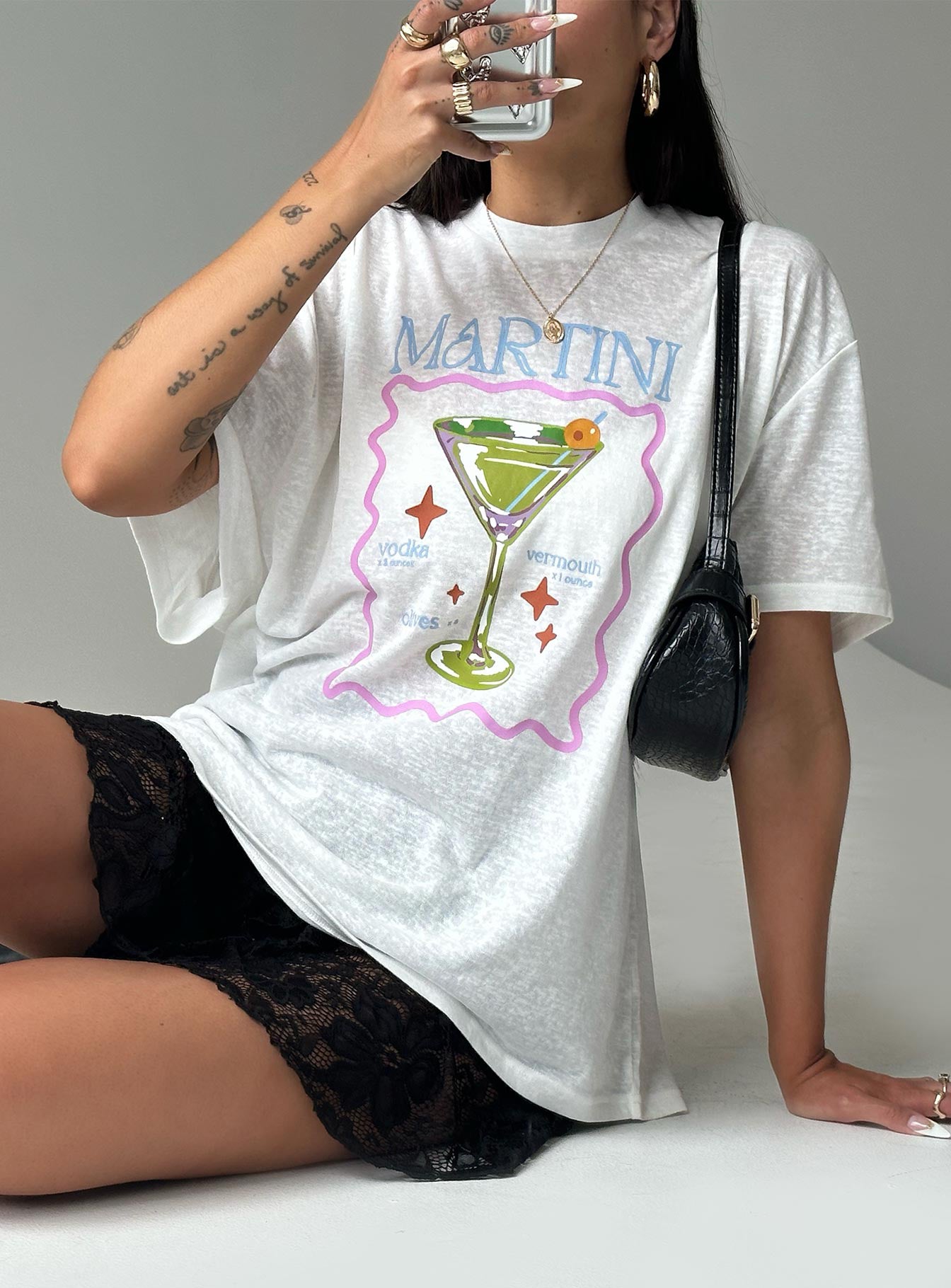 Martini Oversized Tee White - Image 10
