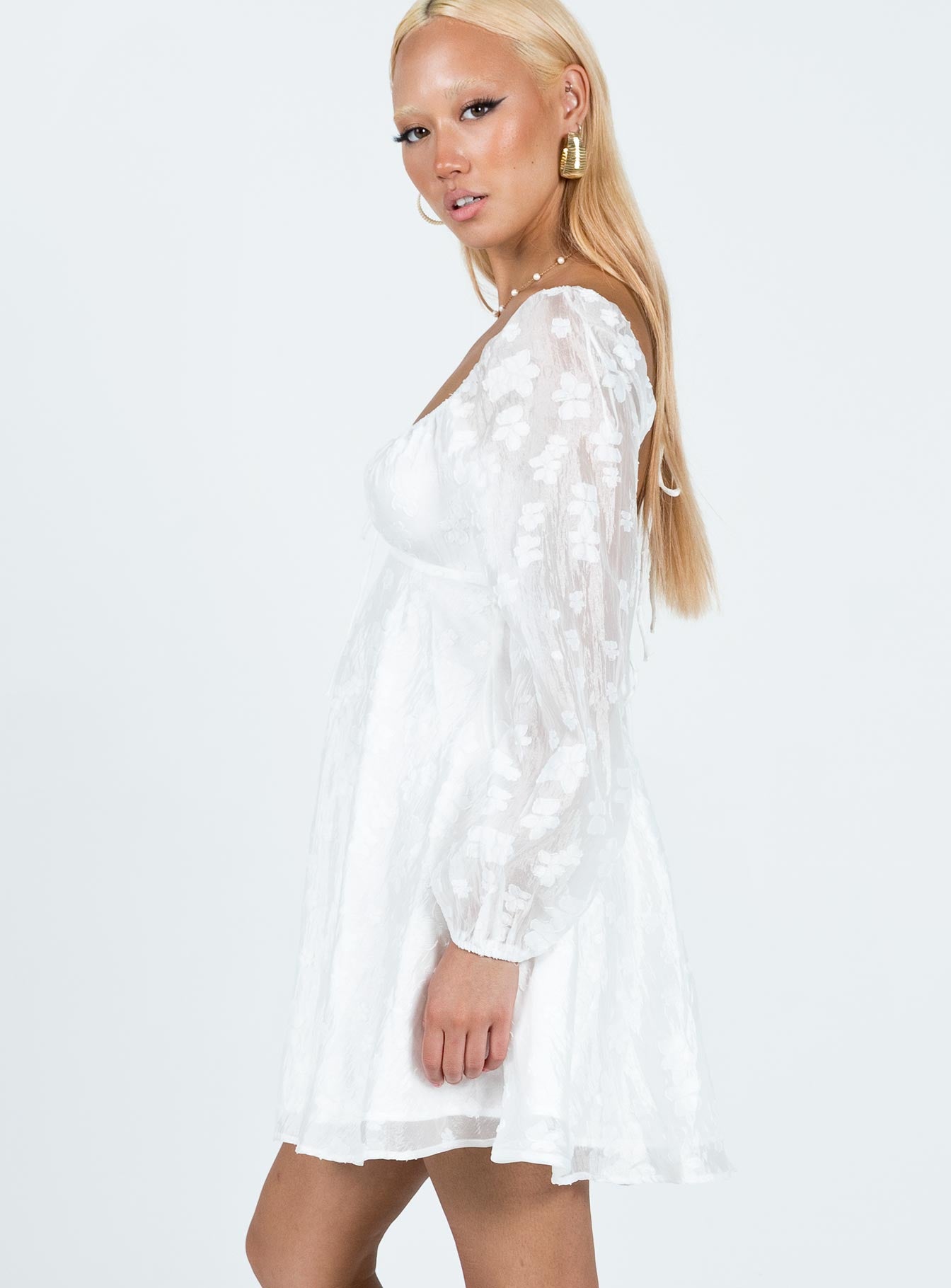 Marceau Long Sleeve Mini Dress White - Image 4