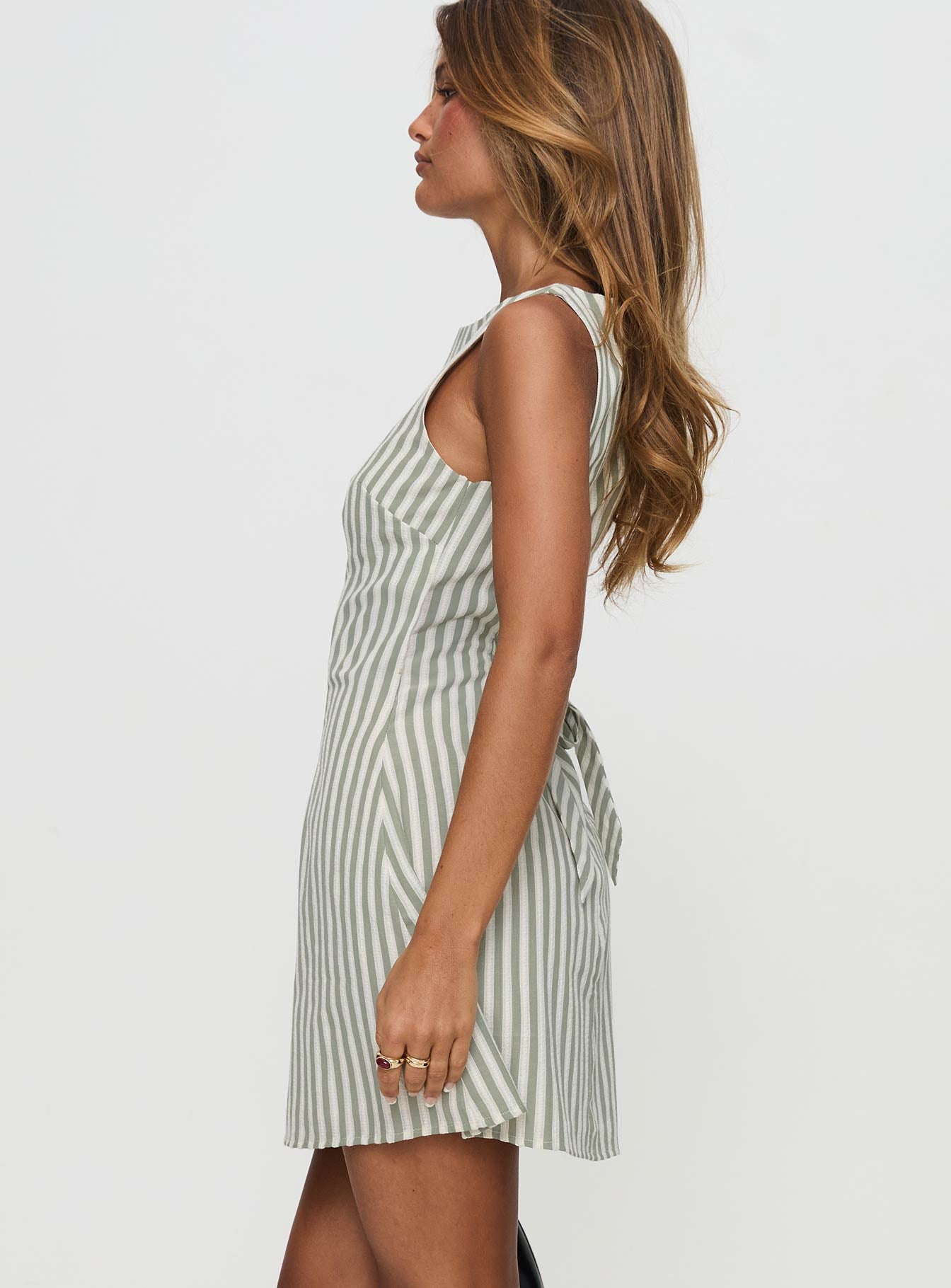 Alfalfa Shift Mini Dress Green Stripe - Image 3