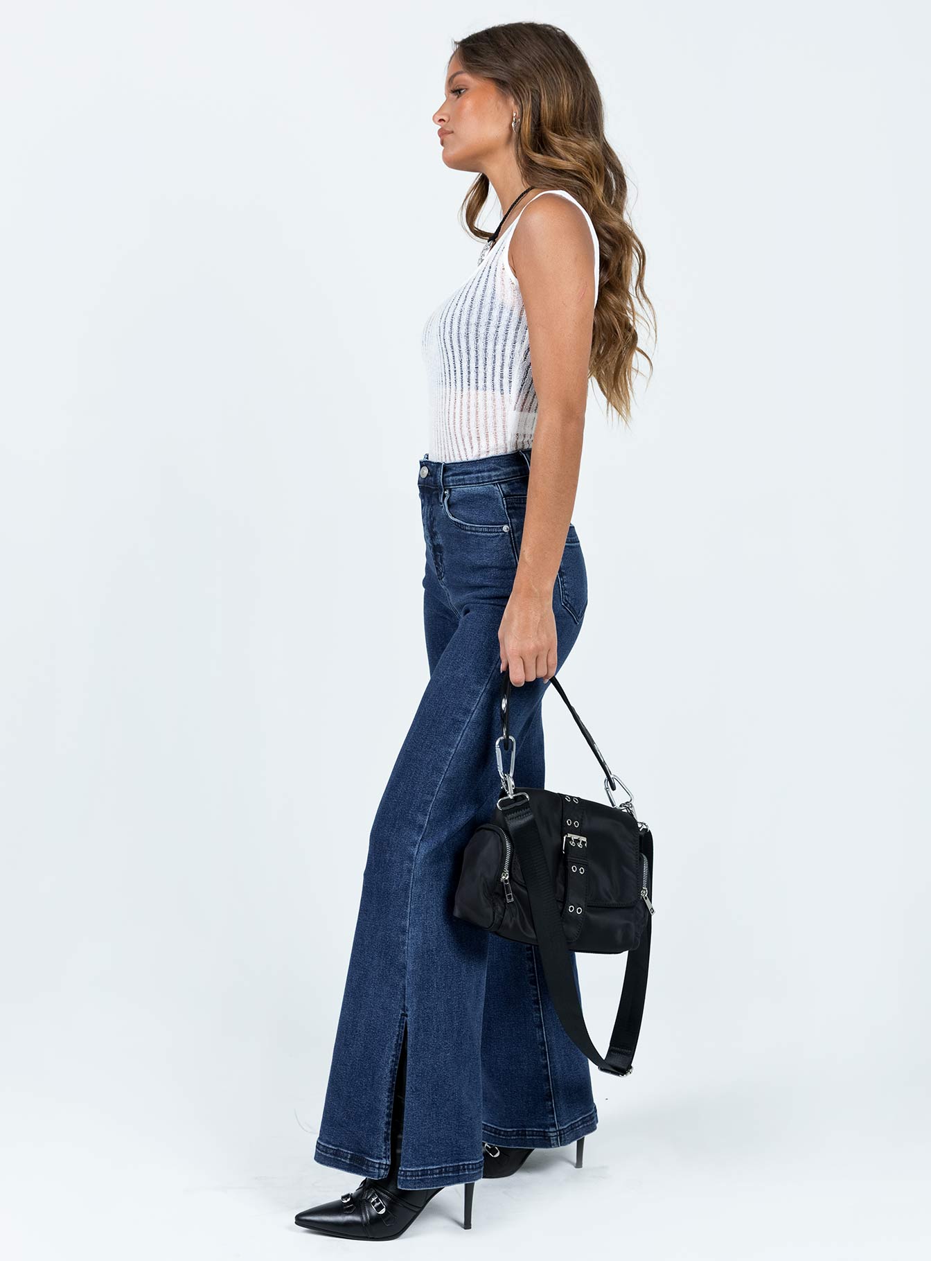 Nairana Split Hem Jeans Dark Wash Denim - Image 4