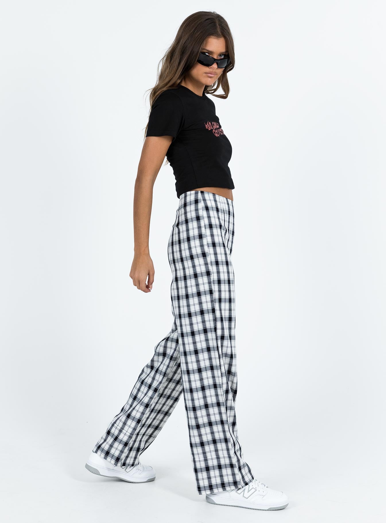 Euros Check Pants Black / White Petite - Image 4