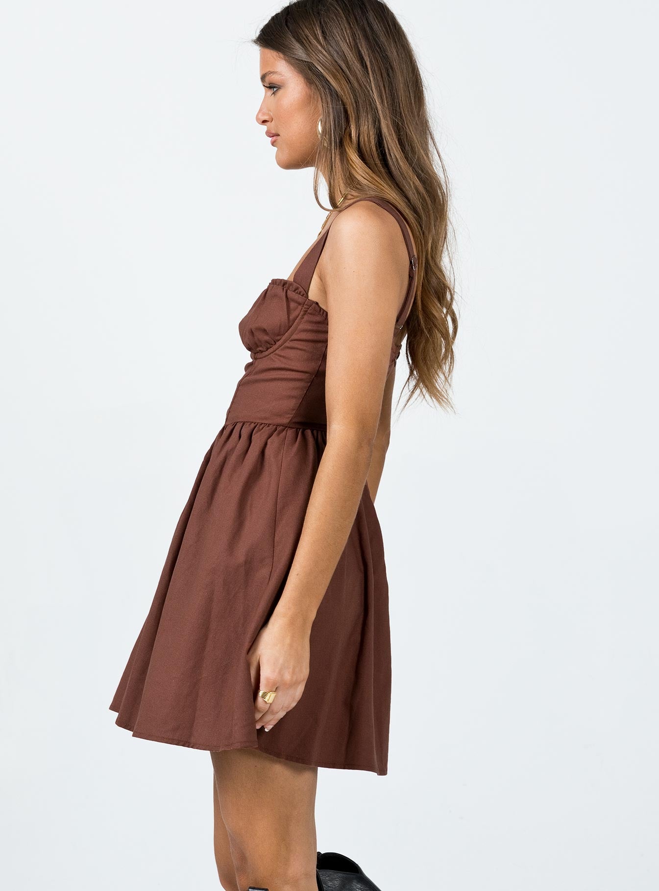 Telka Mini Dress Brown - Image 3