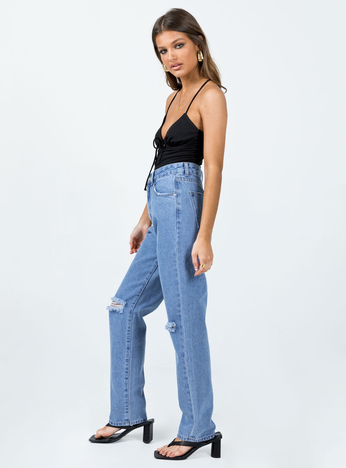 I'm Fine Mom Jeans Mid Wash Denim - Image 3