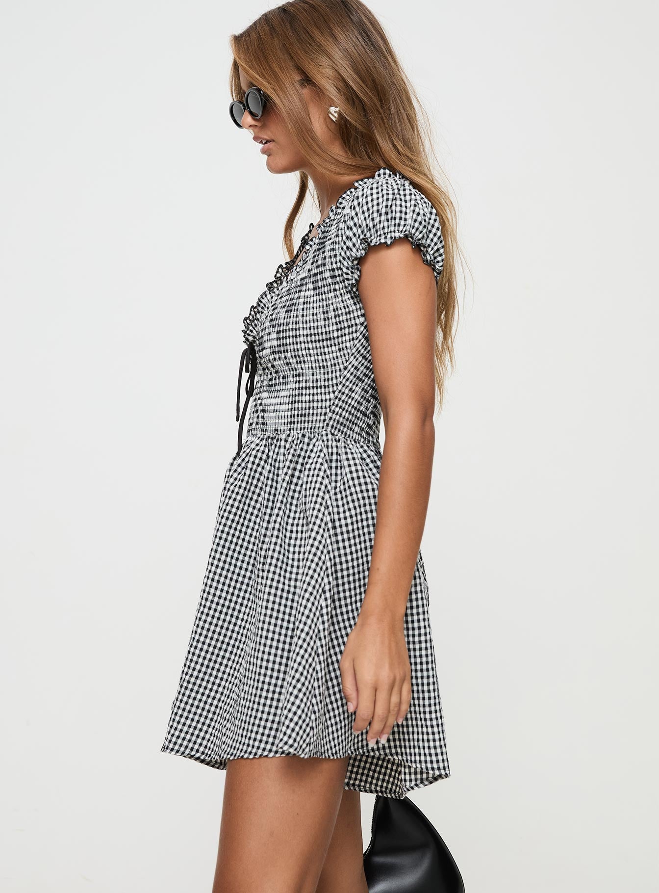 Wescott Gingham Playsuit Black / White Petite - Image 4