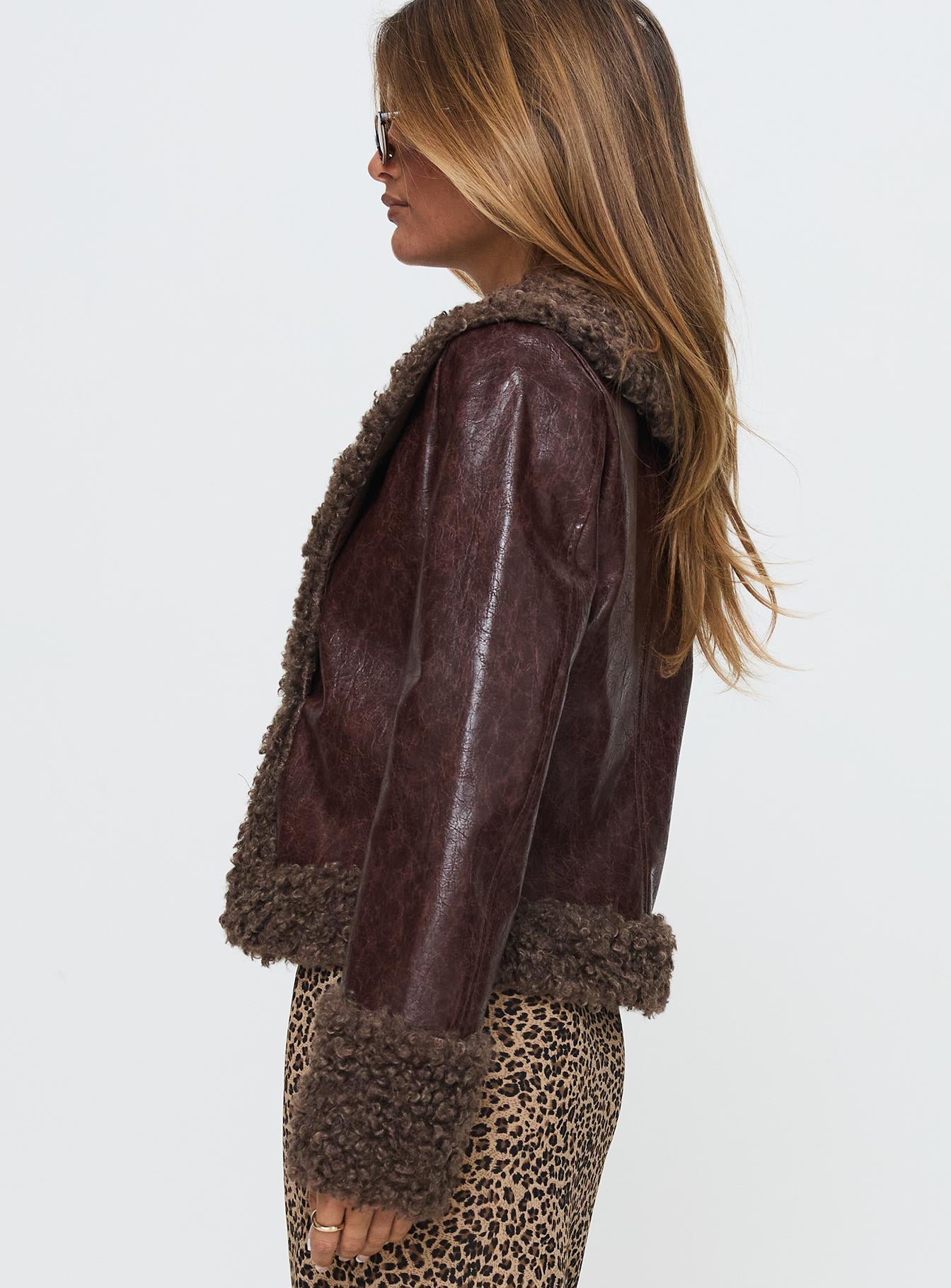 Found A Reason Faux Leather Jacket Brown - Image 3
