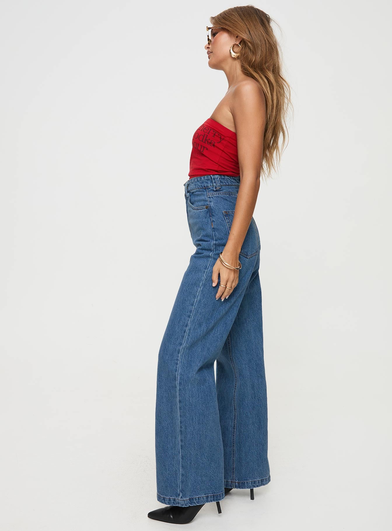 Zephee High Rise Wide Leg Jeans Light Wash Petite - Image 4