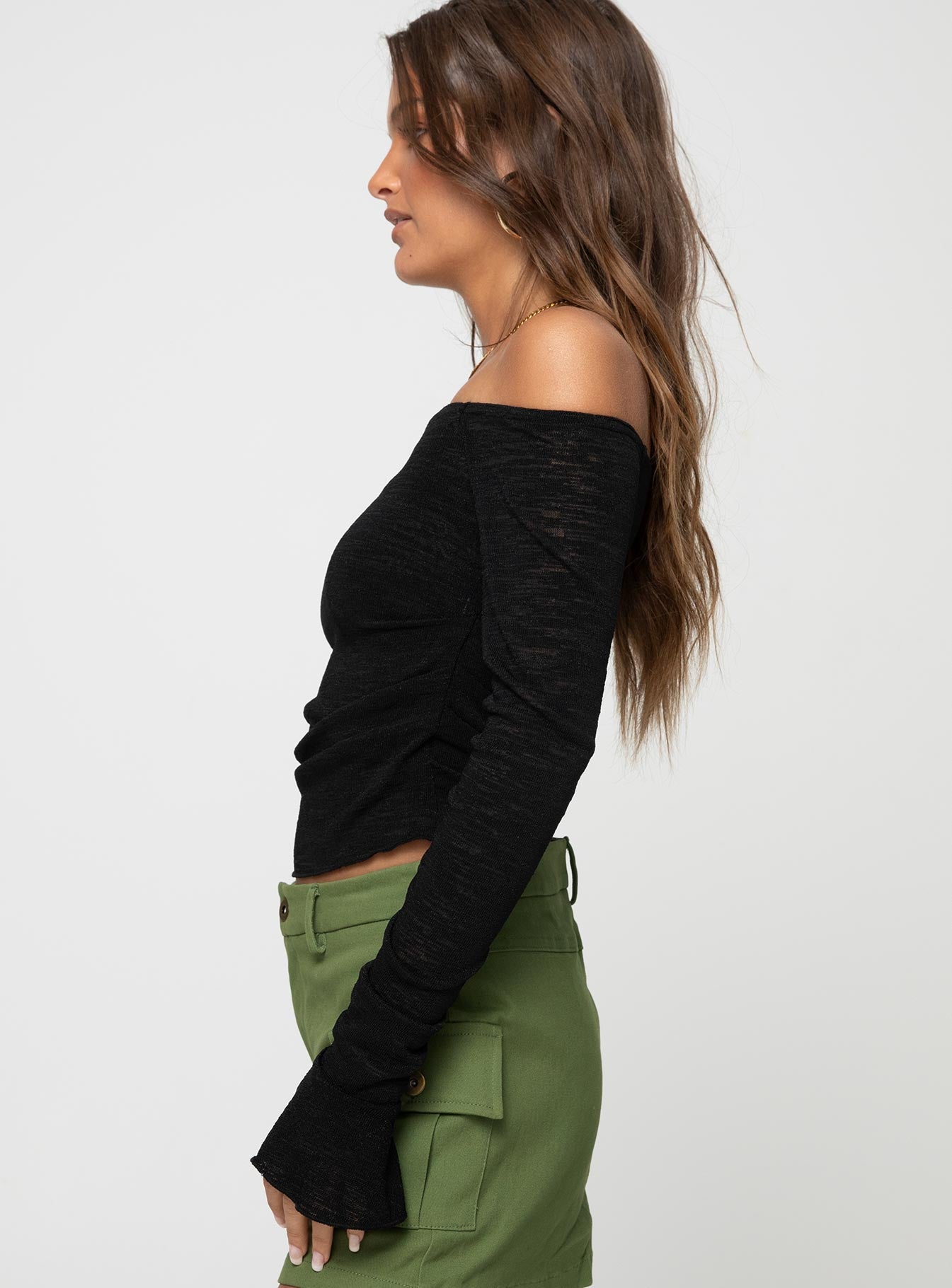 Taroona Off The Shoulder Top Black - Image 4