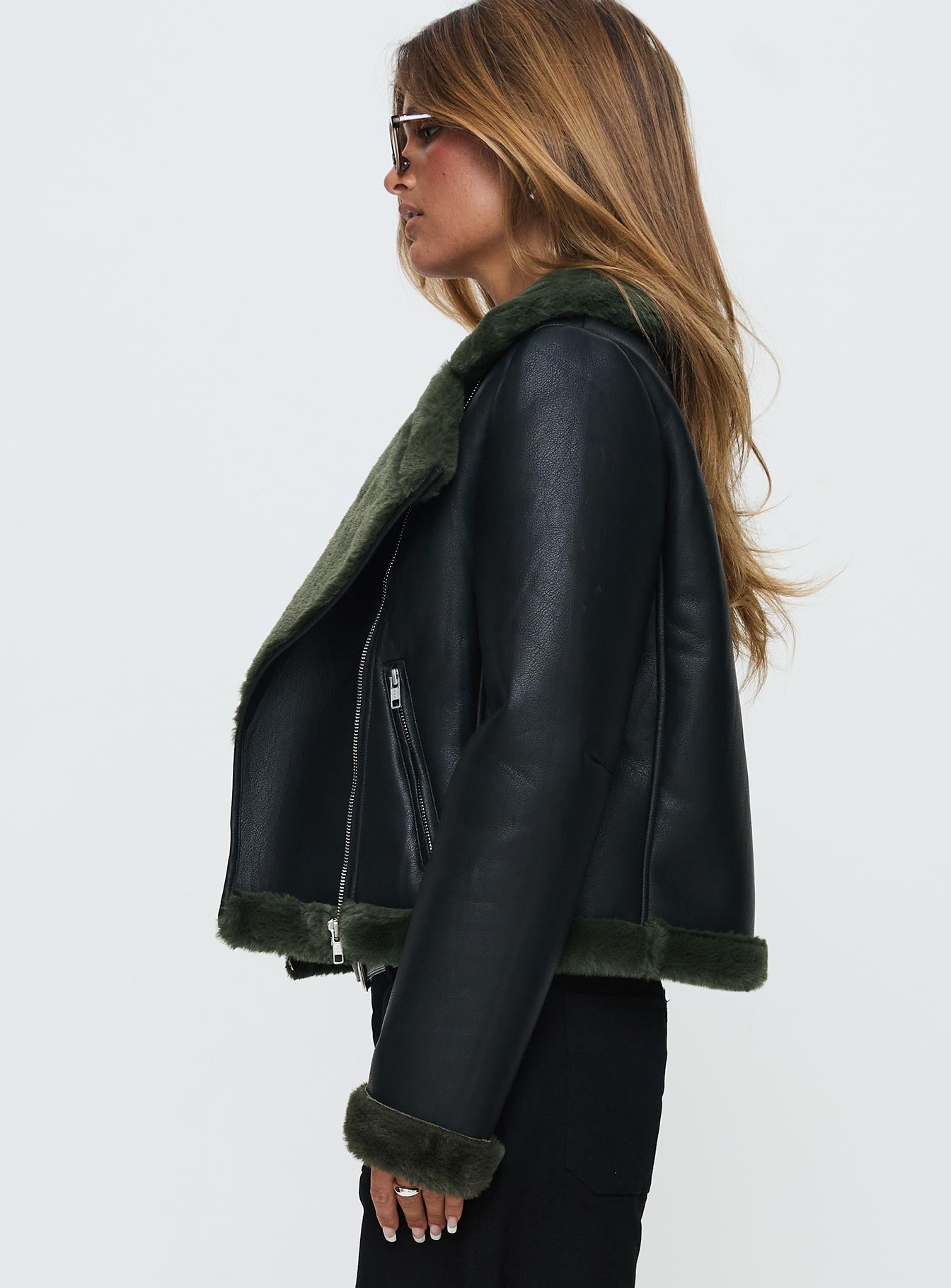 Phaidra Faux Leather Jacket Black - Image 3