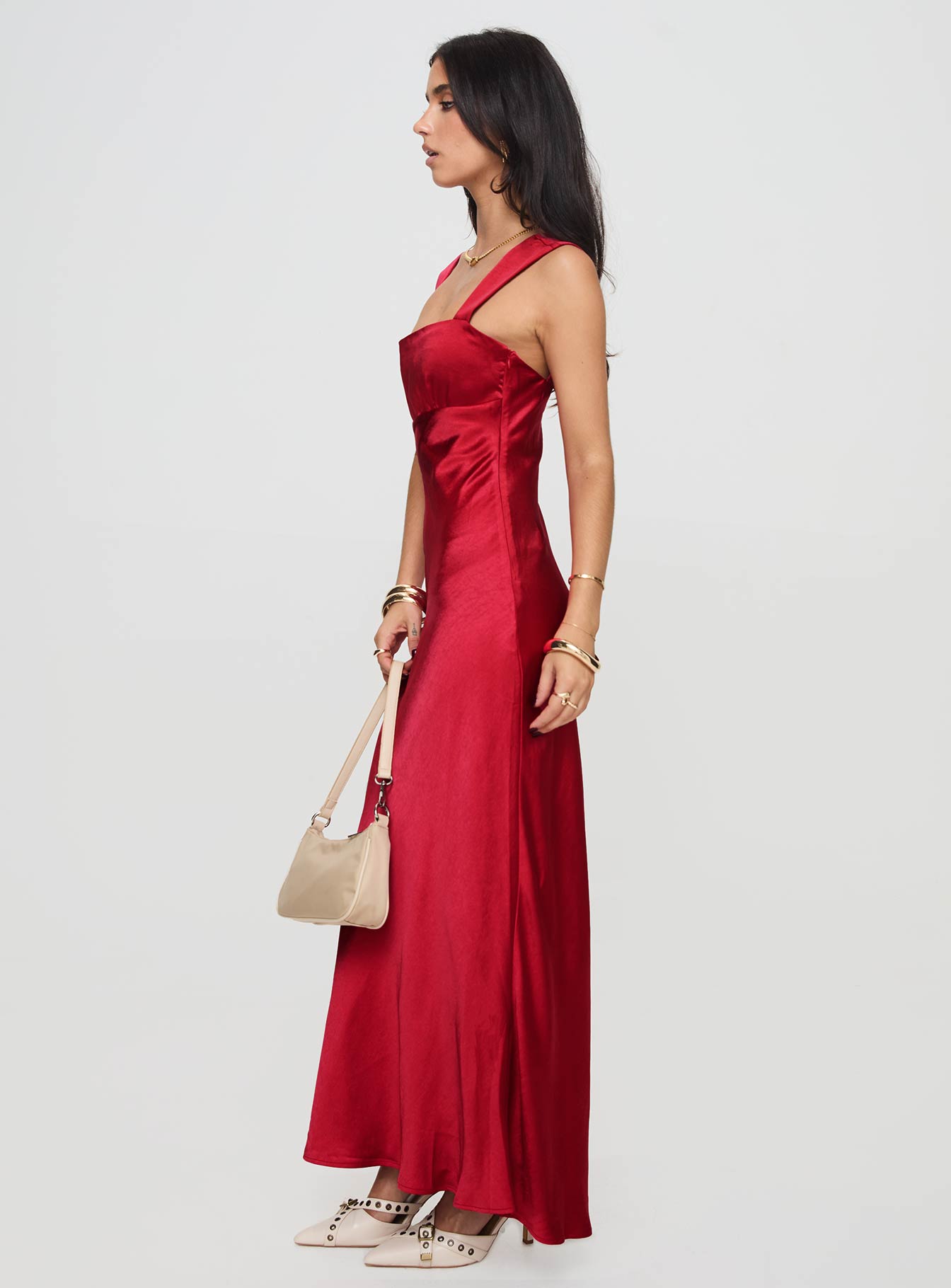 Radioactive Bias Cut Maxi Dress Red - Image 5