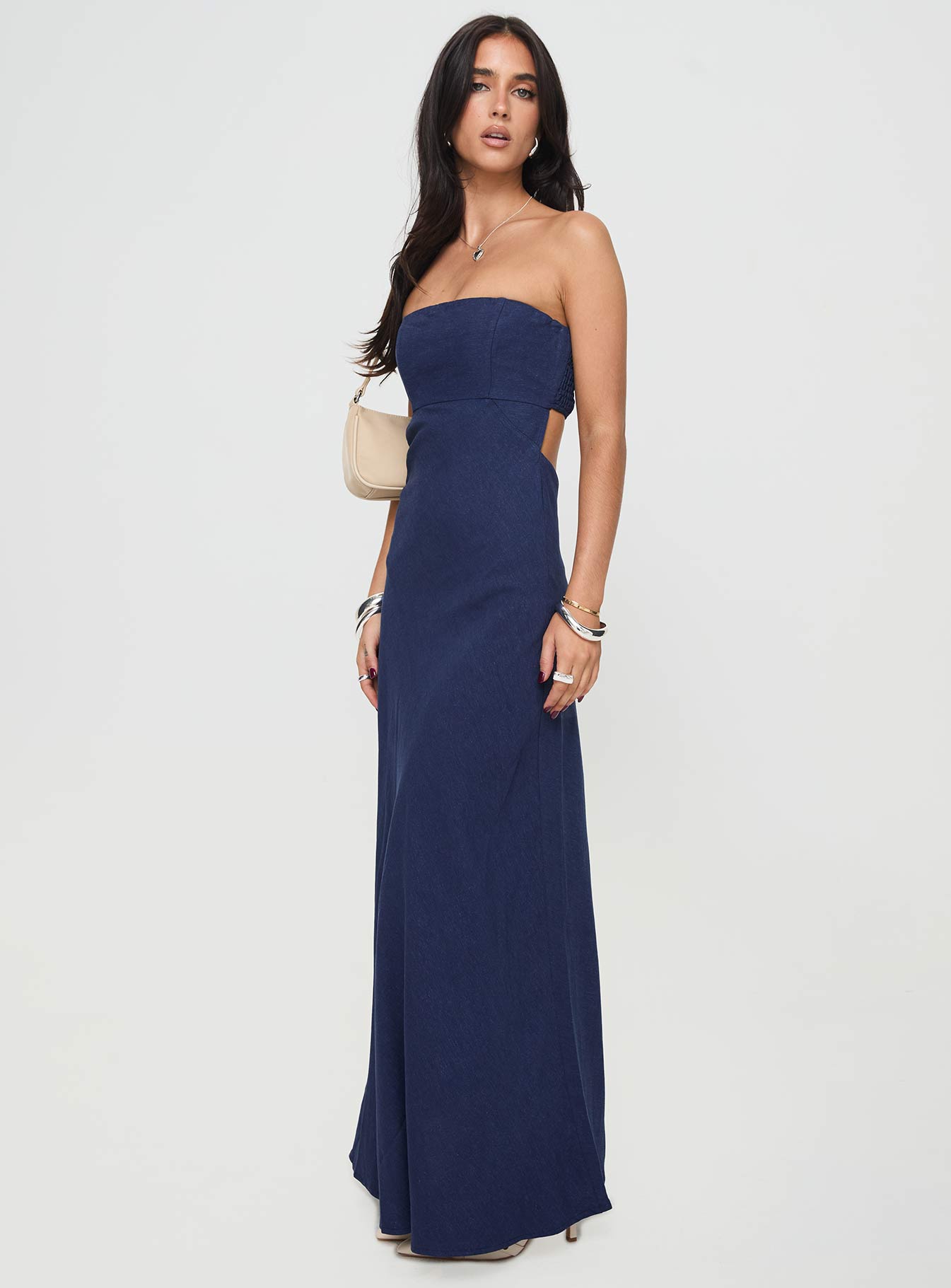 Yahir Strapless Maxi Dress Navy Petite - Image 3