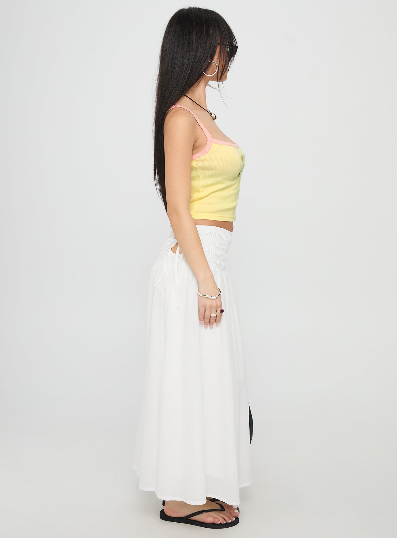 Vence Ruched Maxi Skirt White - Image 4
