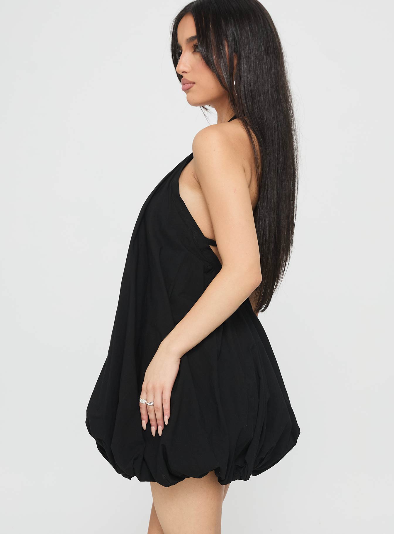 Friandise Bubble Hem Mini Dress Black - Image 3