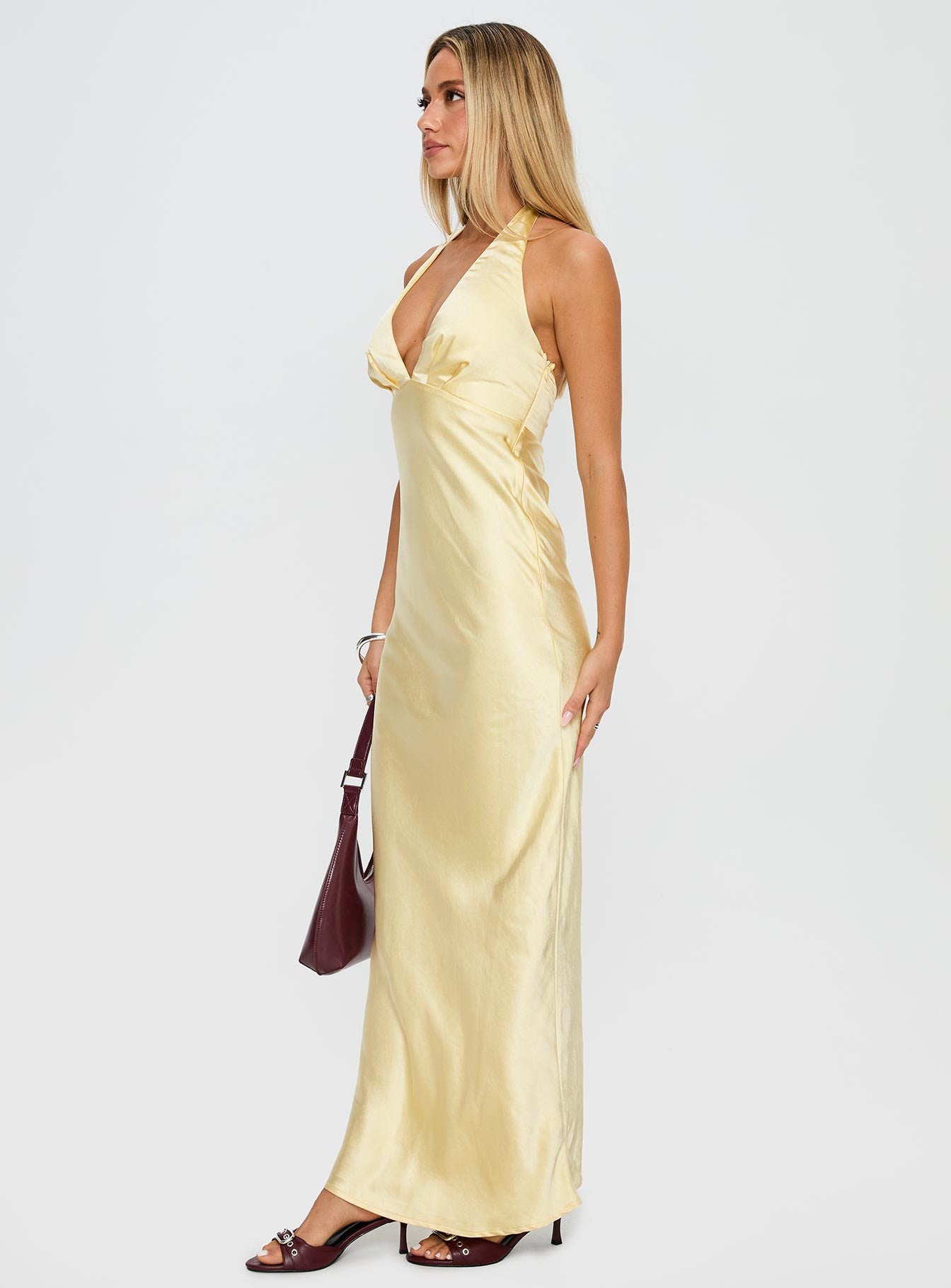 Good For You Halter Maxi Dress Lemon - Image 4