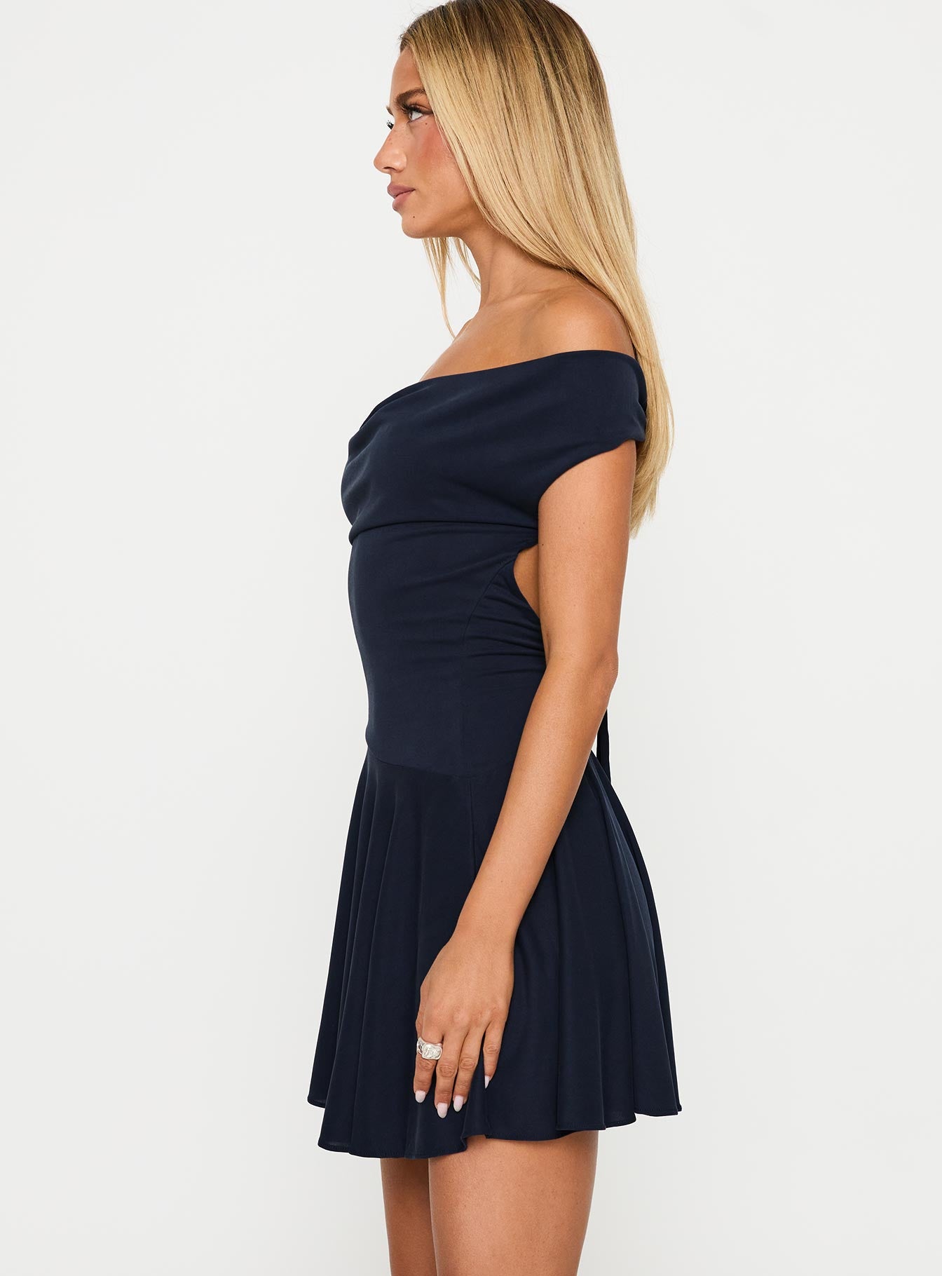 Body Heat Cowl Mini Dress Navy - Image 4