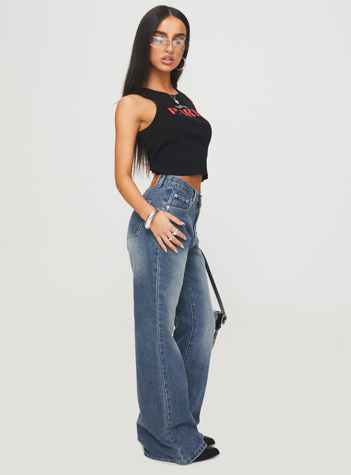 Hanlen Mid Rise Wide Leg Jean Blue - Image 4