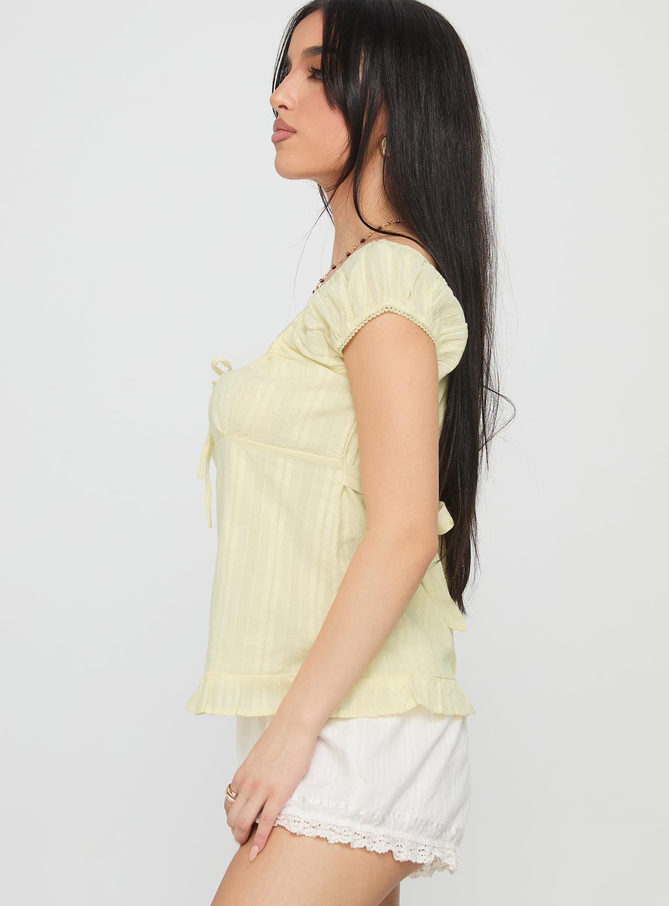 Lainee Babydoll Tie Up Top Yellow - Image 4