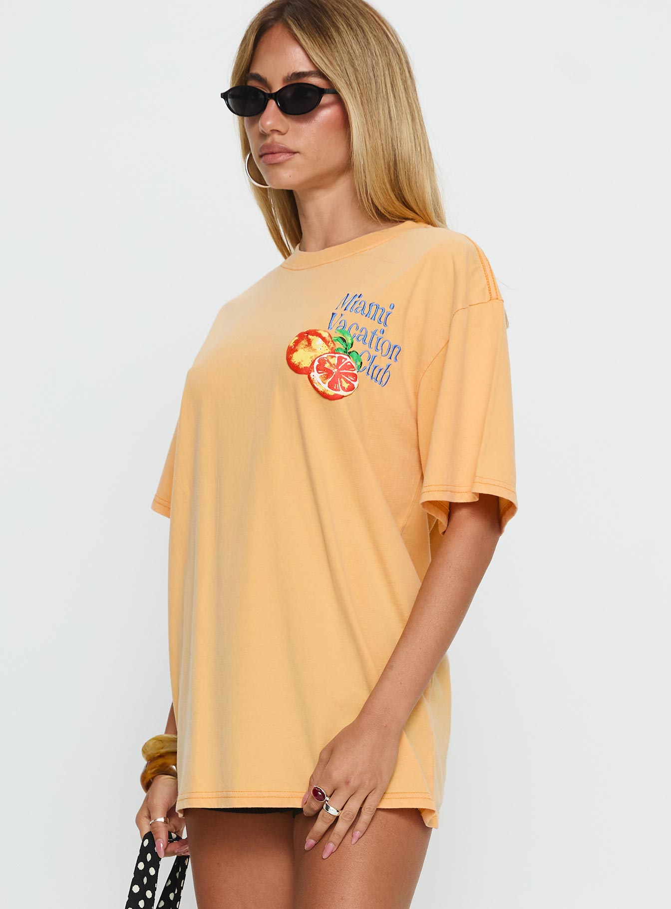 Miami Vacation Club Oversized Graphic Top Orange - Image 4