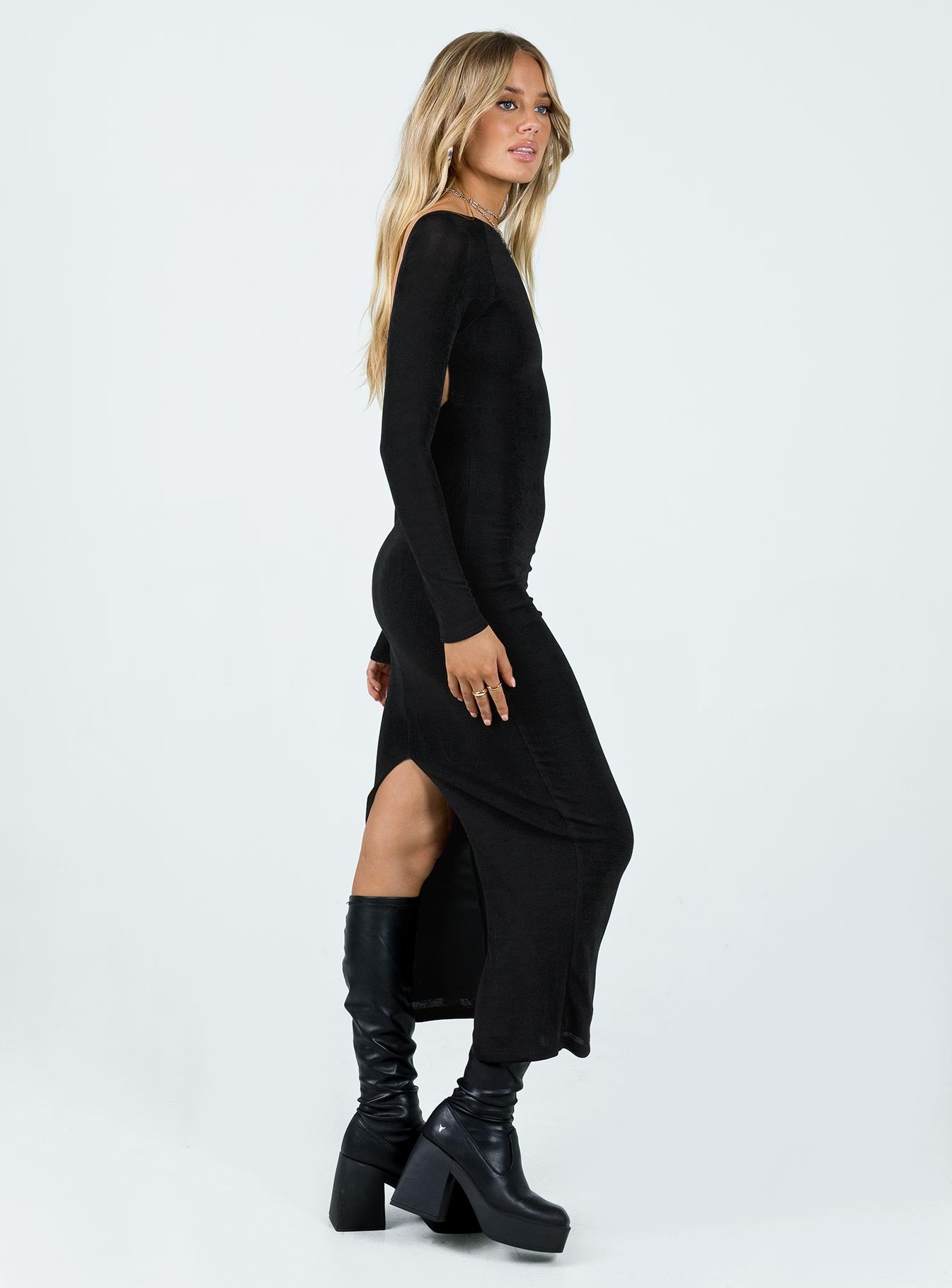 Mariani Backless Maxi Dress Black - Image 5