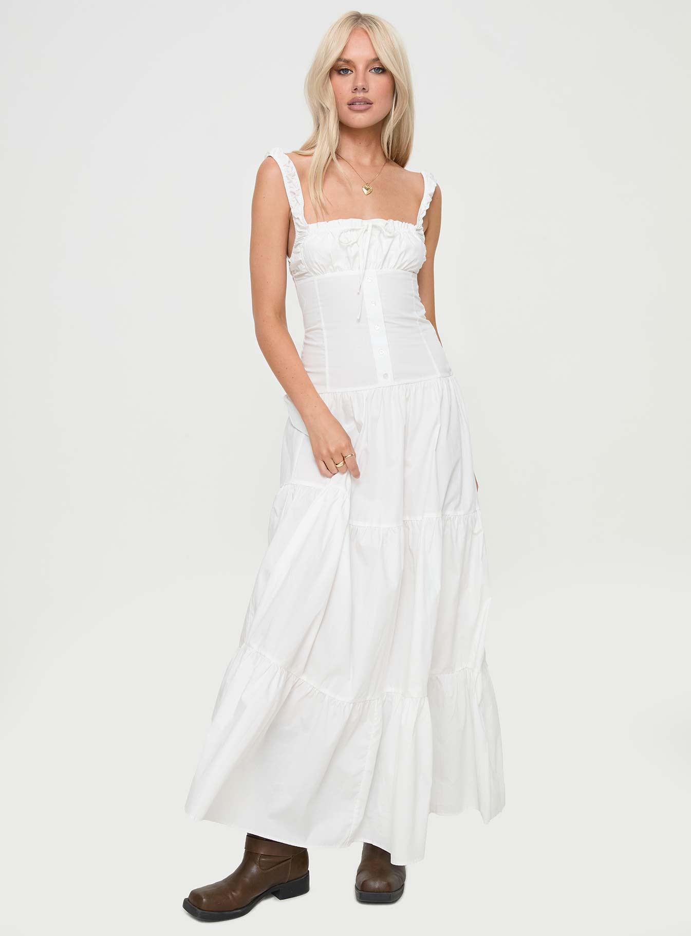 Heart Shaped Maxi Dress White - Image 4