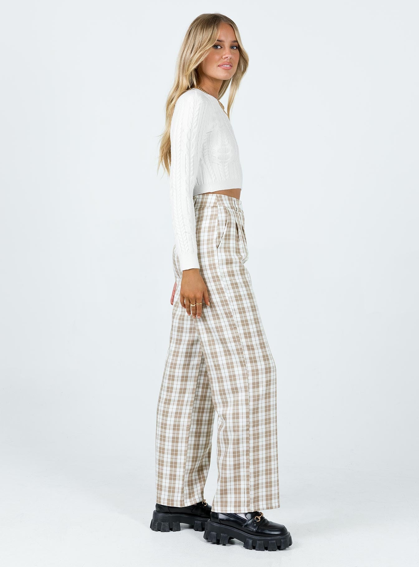 Archer Pants Beige Plaid - Image 4