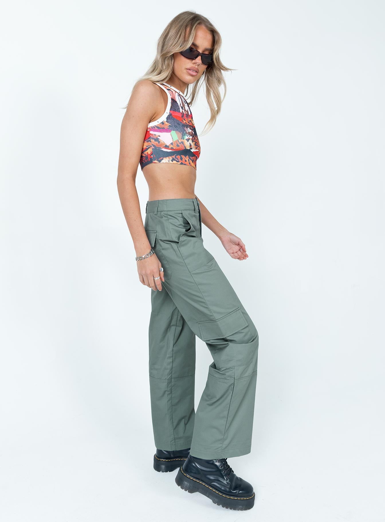 Luna Mid Rise Cargo Pants Grey - Image 4