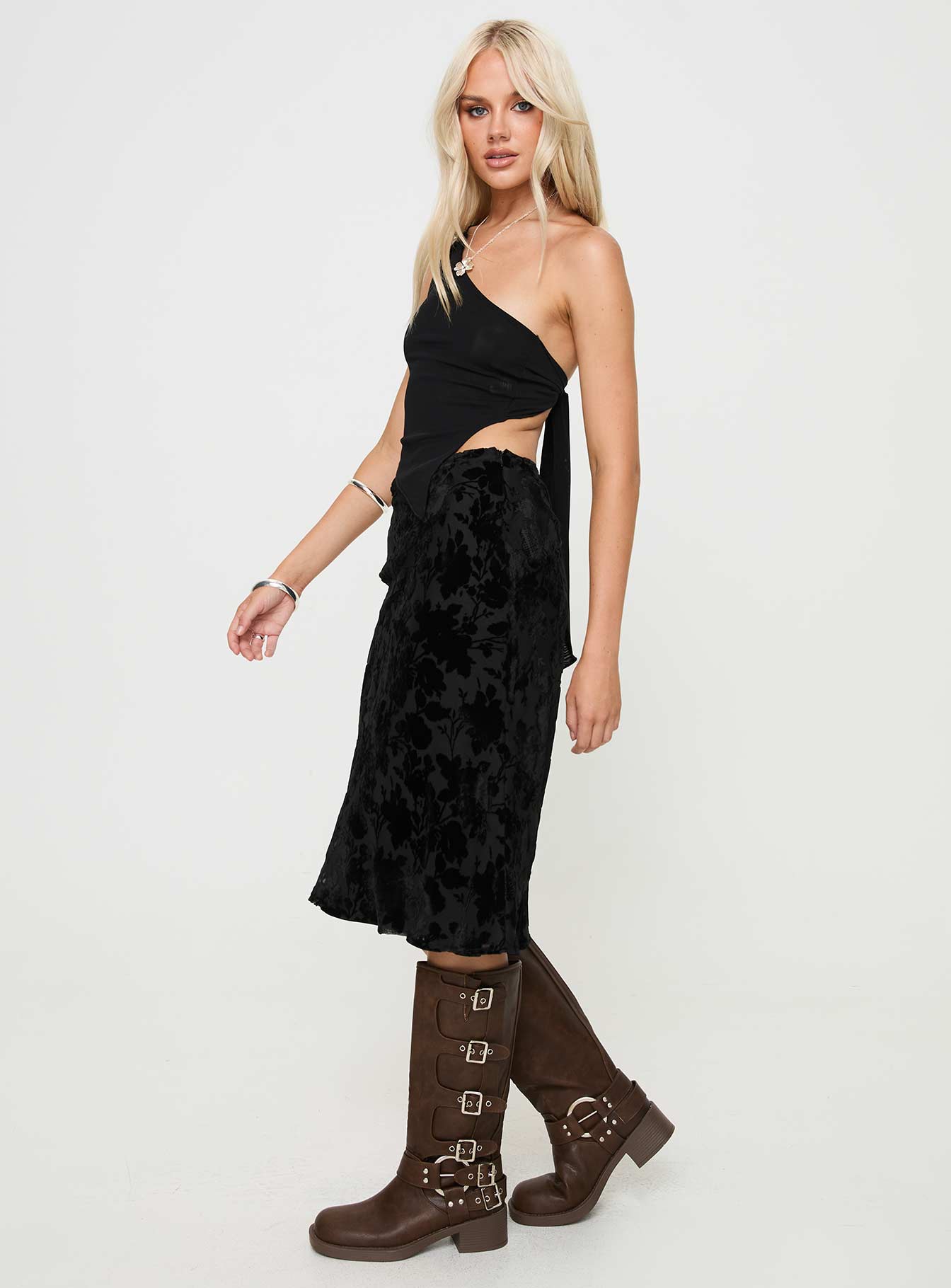 Devore Midi Skirt Black - Image 4