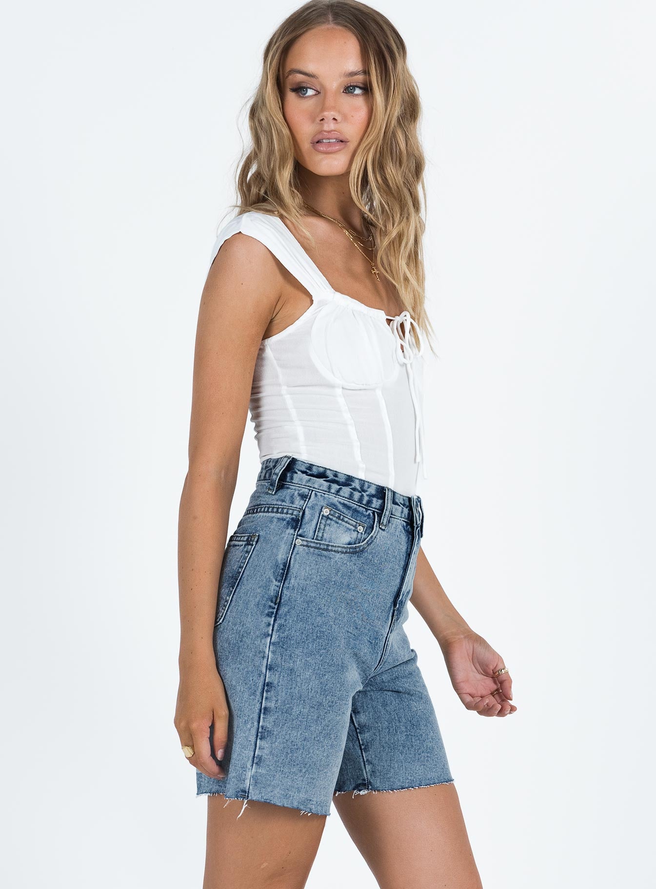 Lyndsey Longline Denim Shorts - Image 4