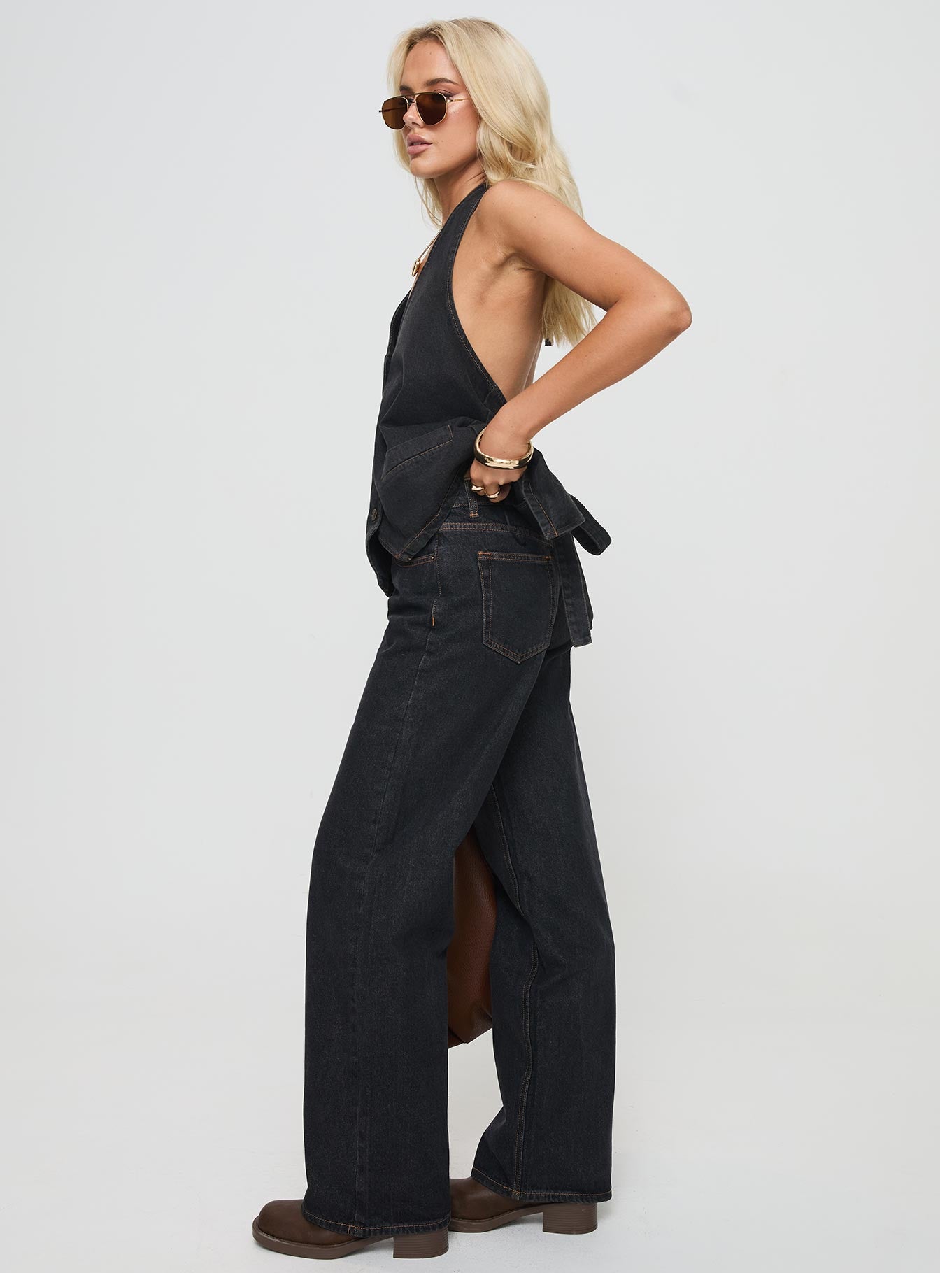 Top Model Low Rise Straight Leg Jeans Charcoal - Image 4